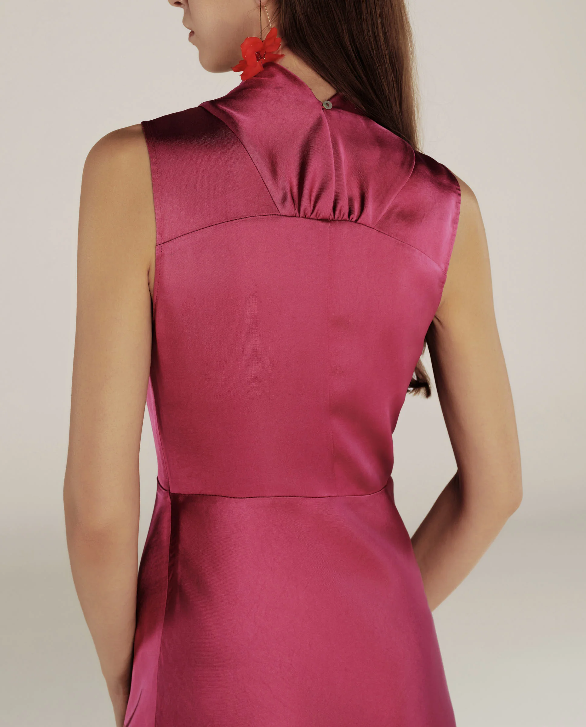 RANYA | Magenta Pink Twist Sleeveless Maxi Dress - Image 4