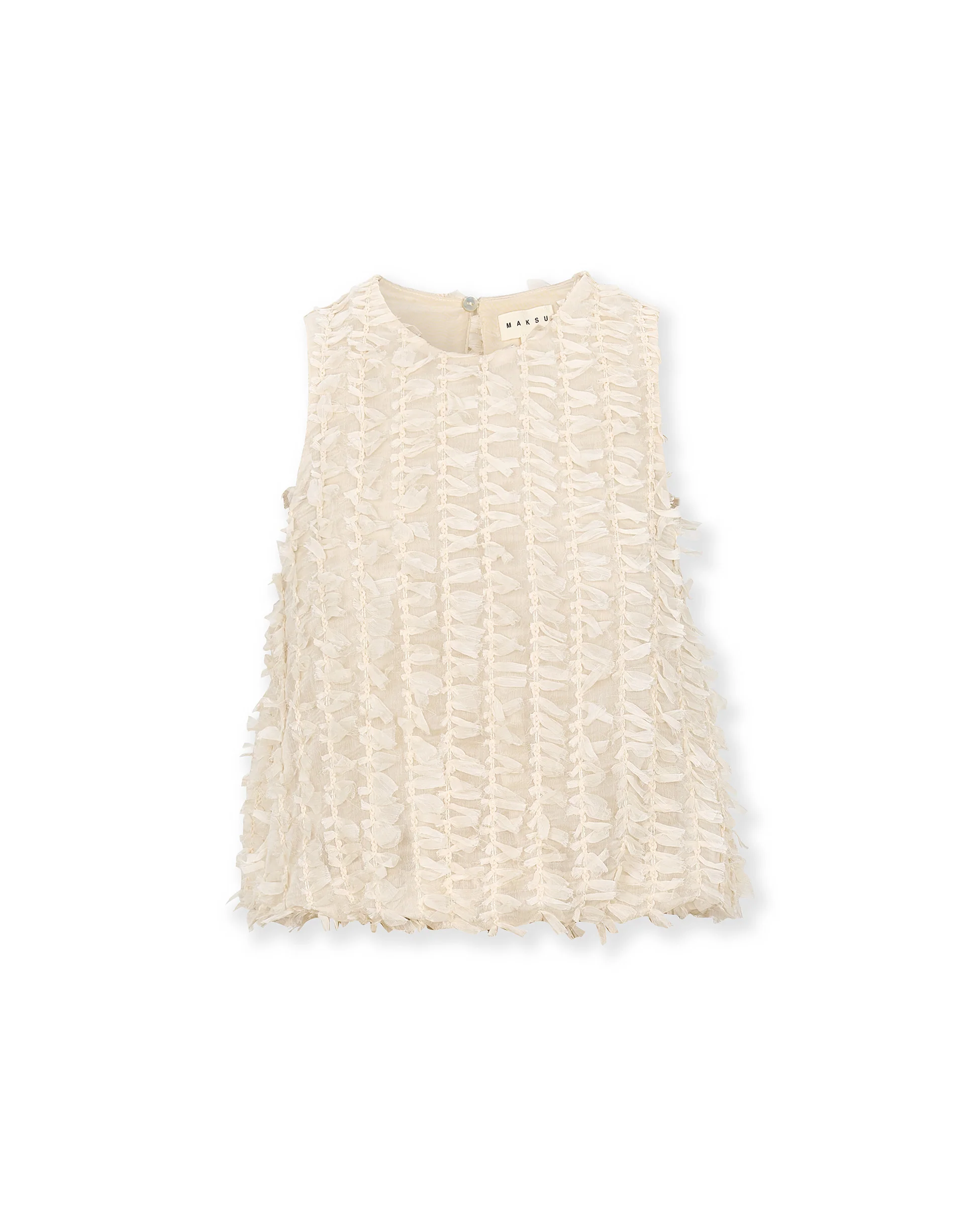RICAMO | Ecru Textured Cropped Top - Image 5