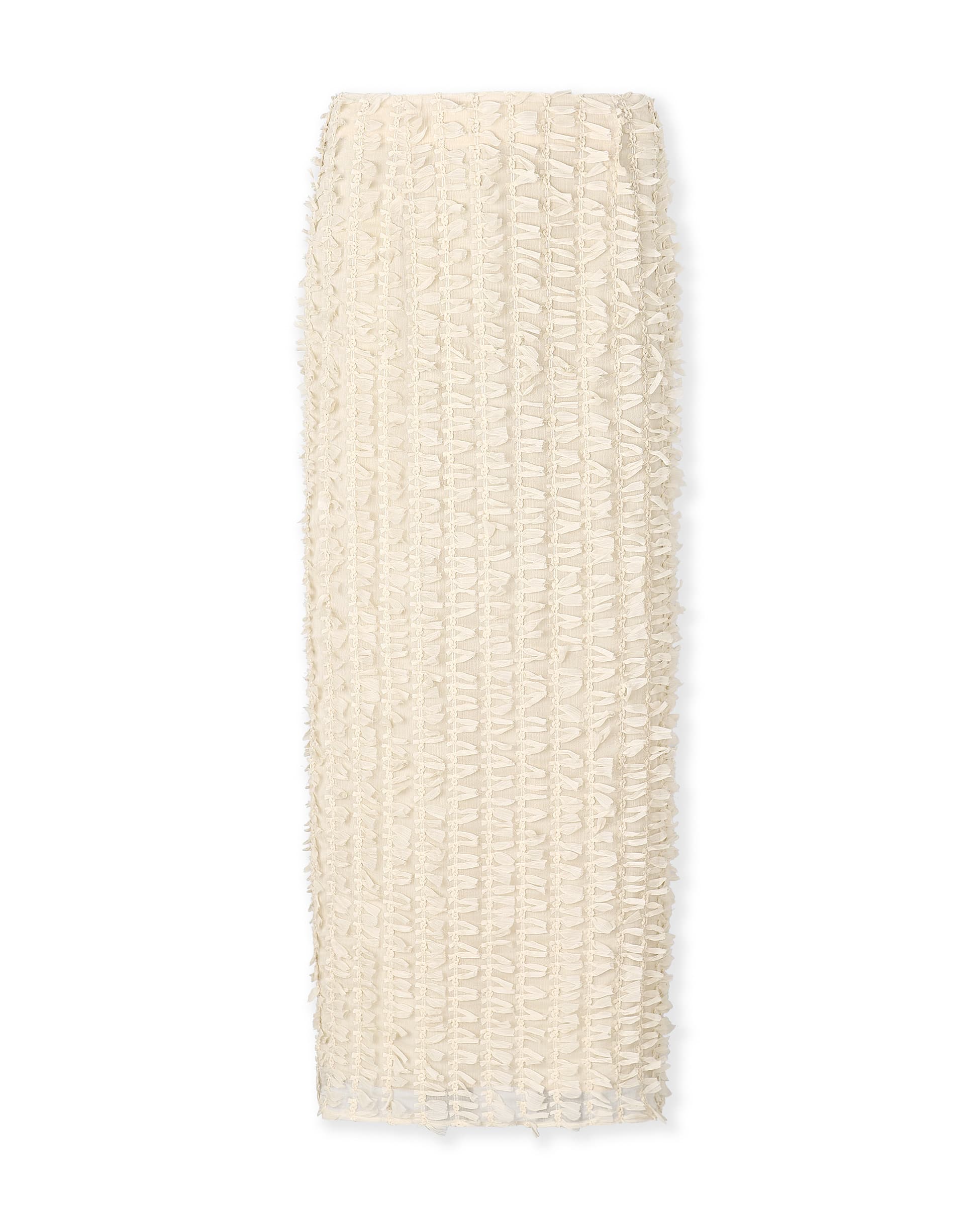 RICAMO | Ecru Textured Midi Skirt - Image 6