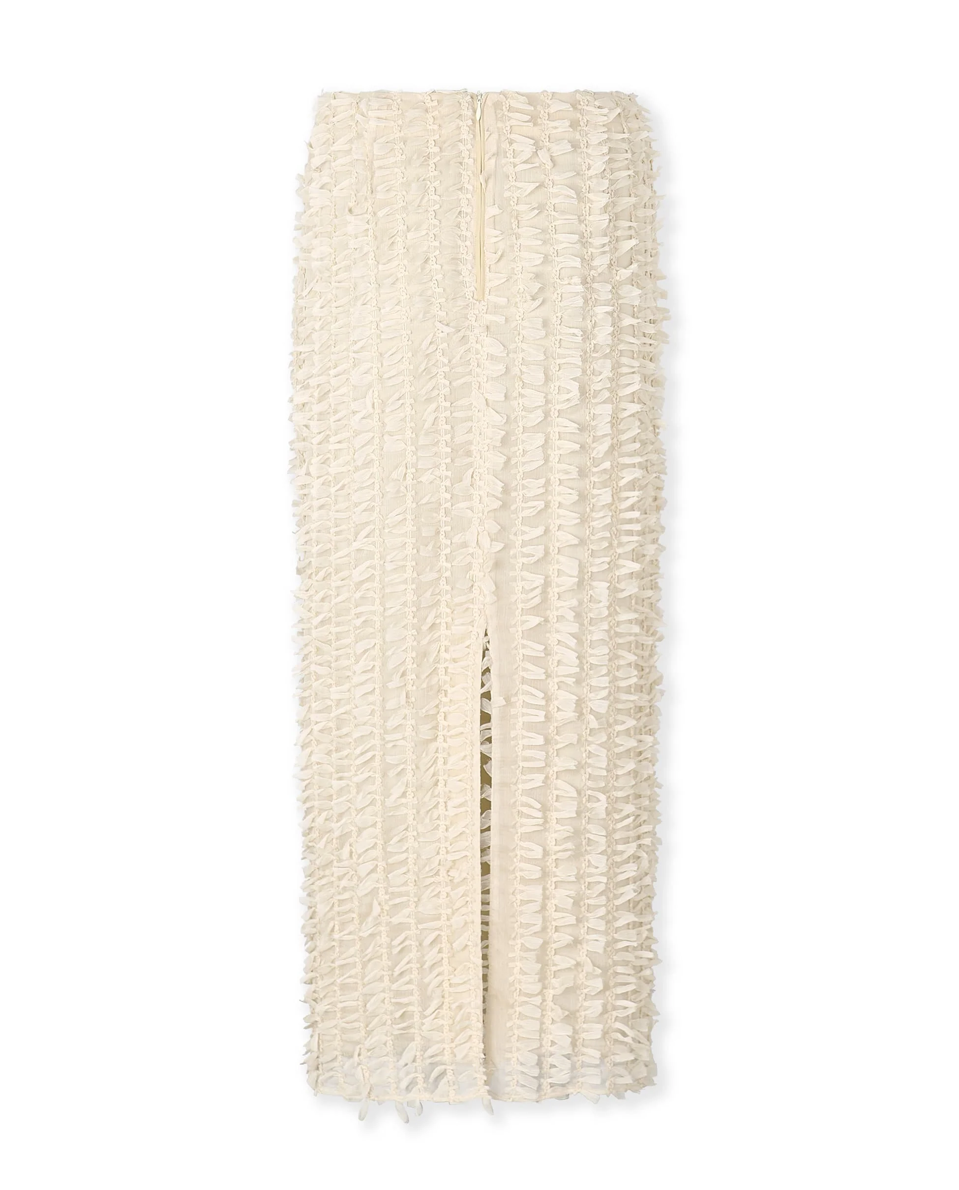 RICAMO | Ecru Textured Midi Skirt - Image 7