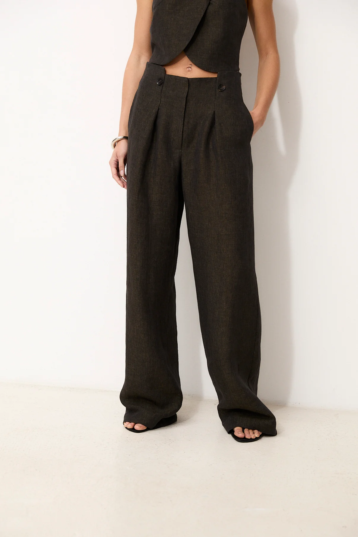 ROMINA | Black 100% Linen Trousers - Image 4