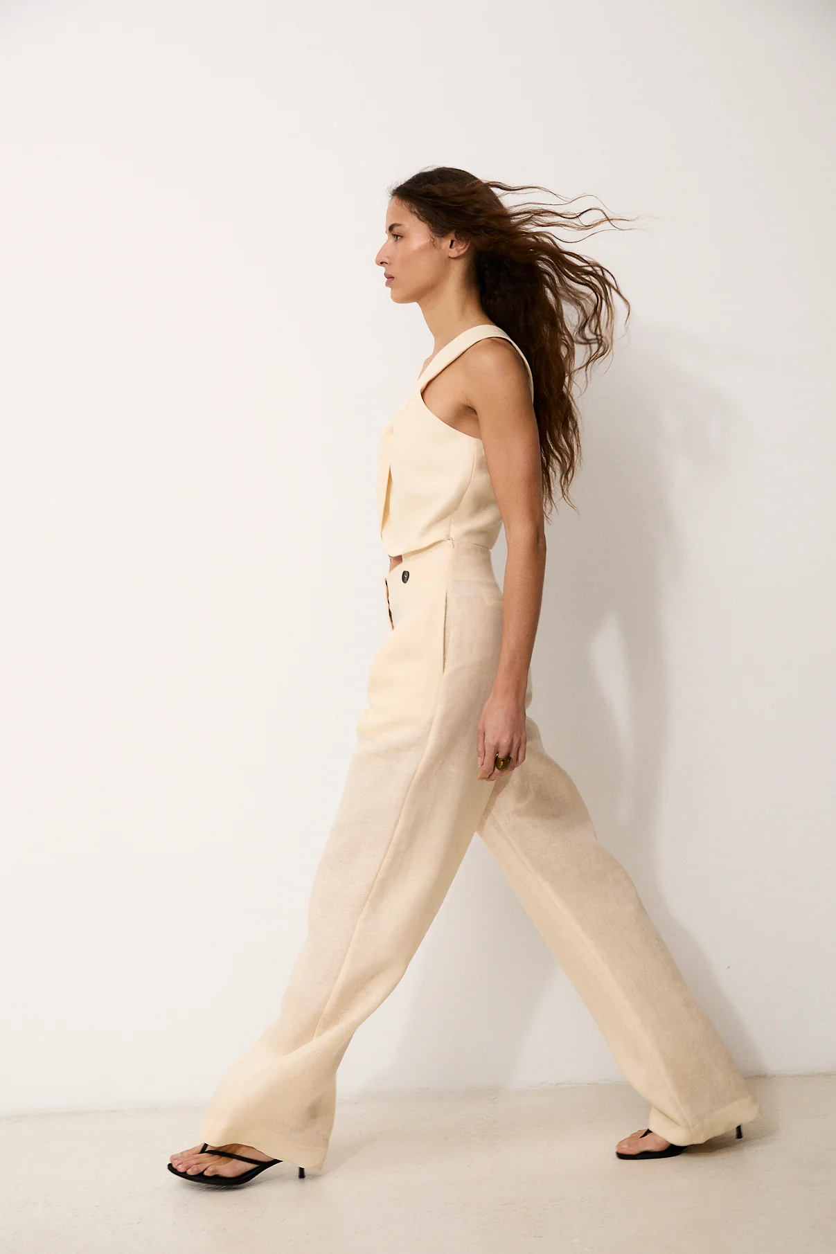 ROMINA | Ecru 100% Linen Trousers - Image 4