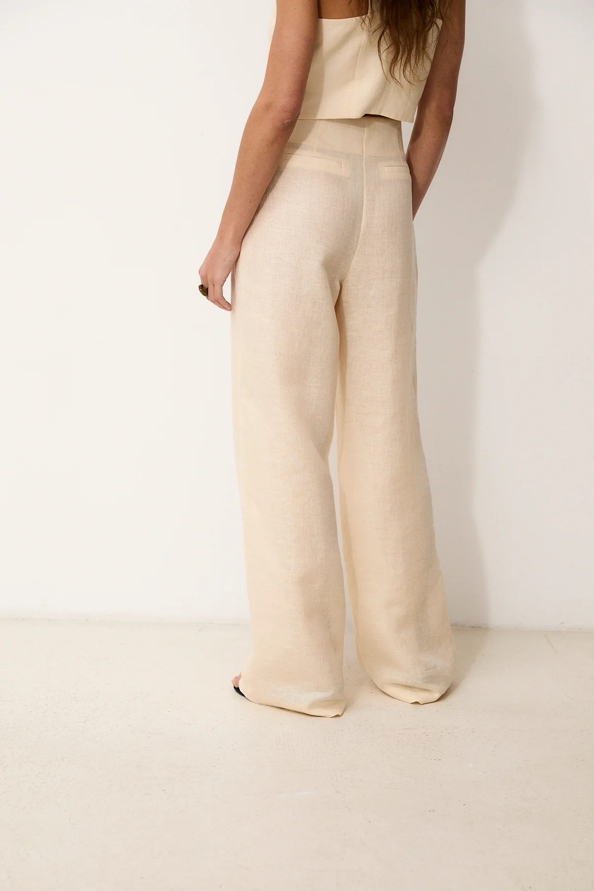 ROMINA | Ecru 100% Linen Trousers - Image 6
