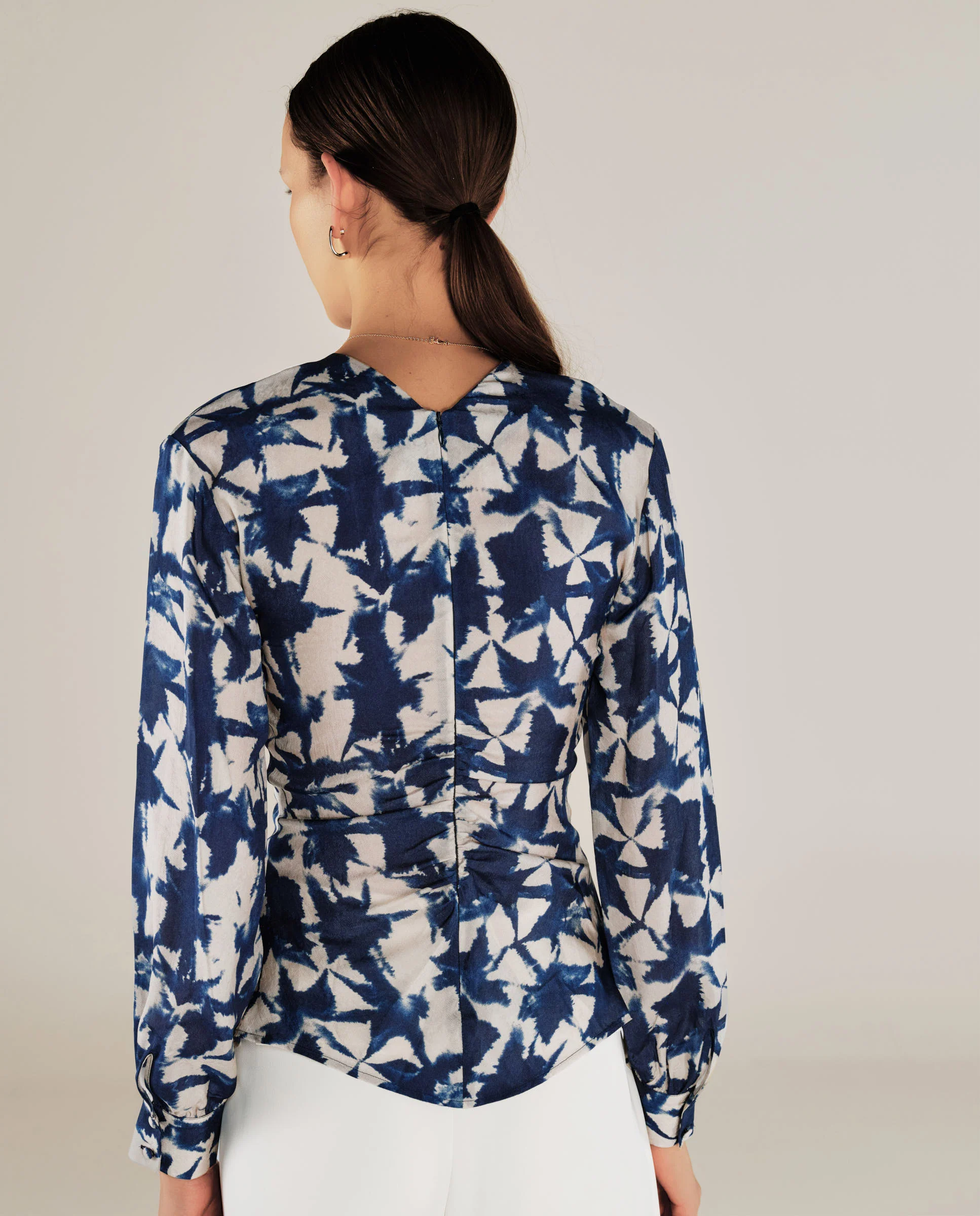 SAACHI | Blue Print Ruffle Blouse - Image 4