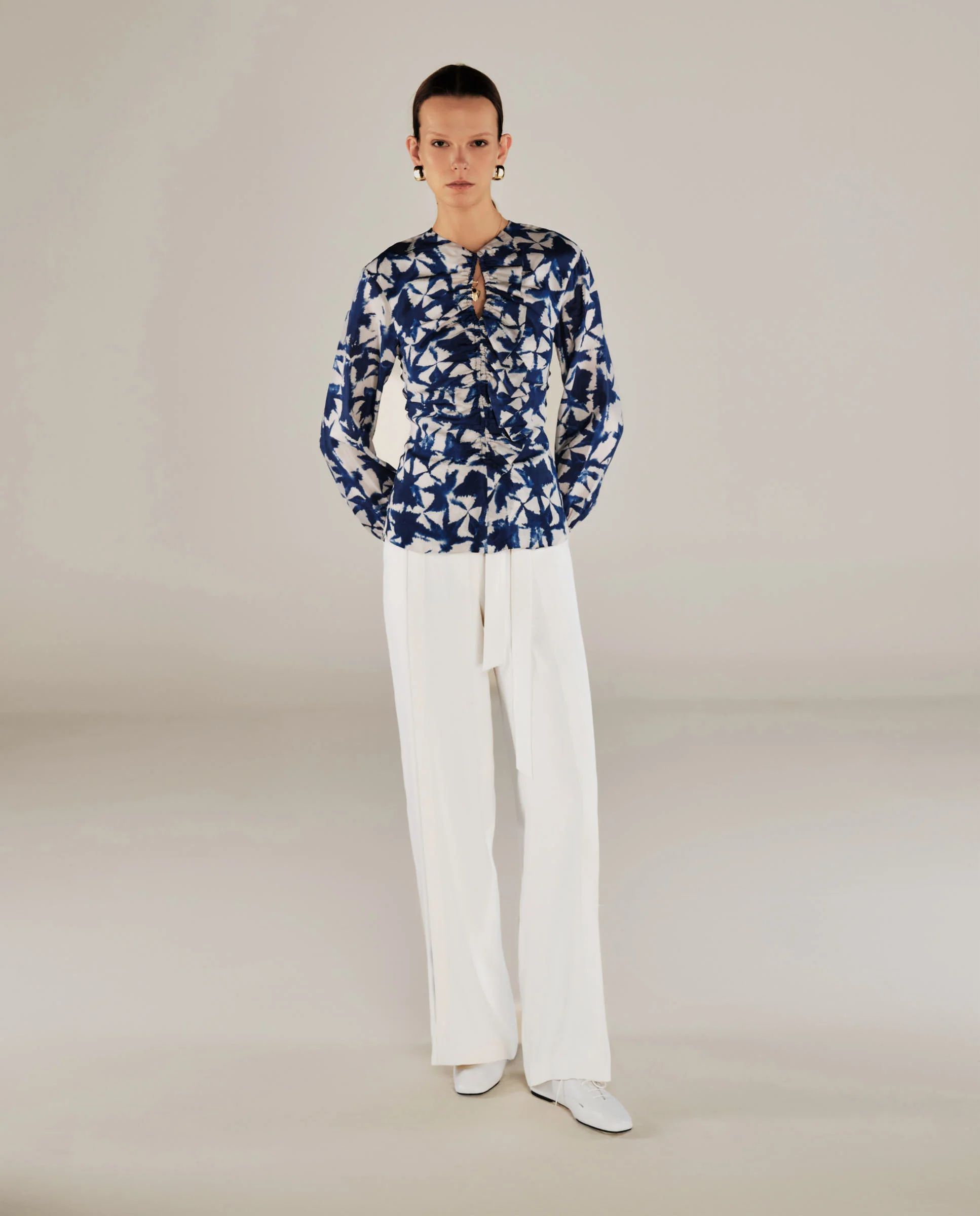SAACHI | Blue Print Ruffle Blouse - Image 5