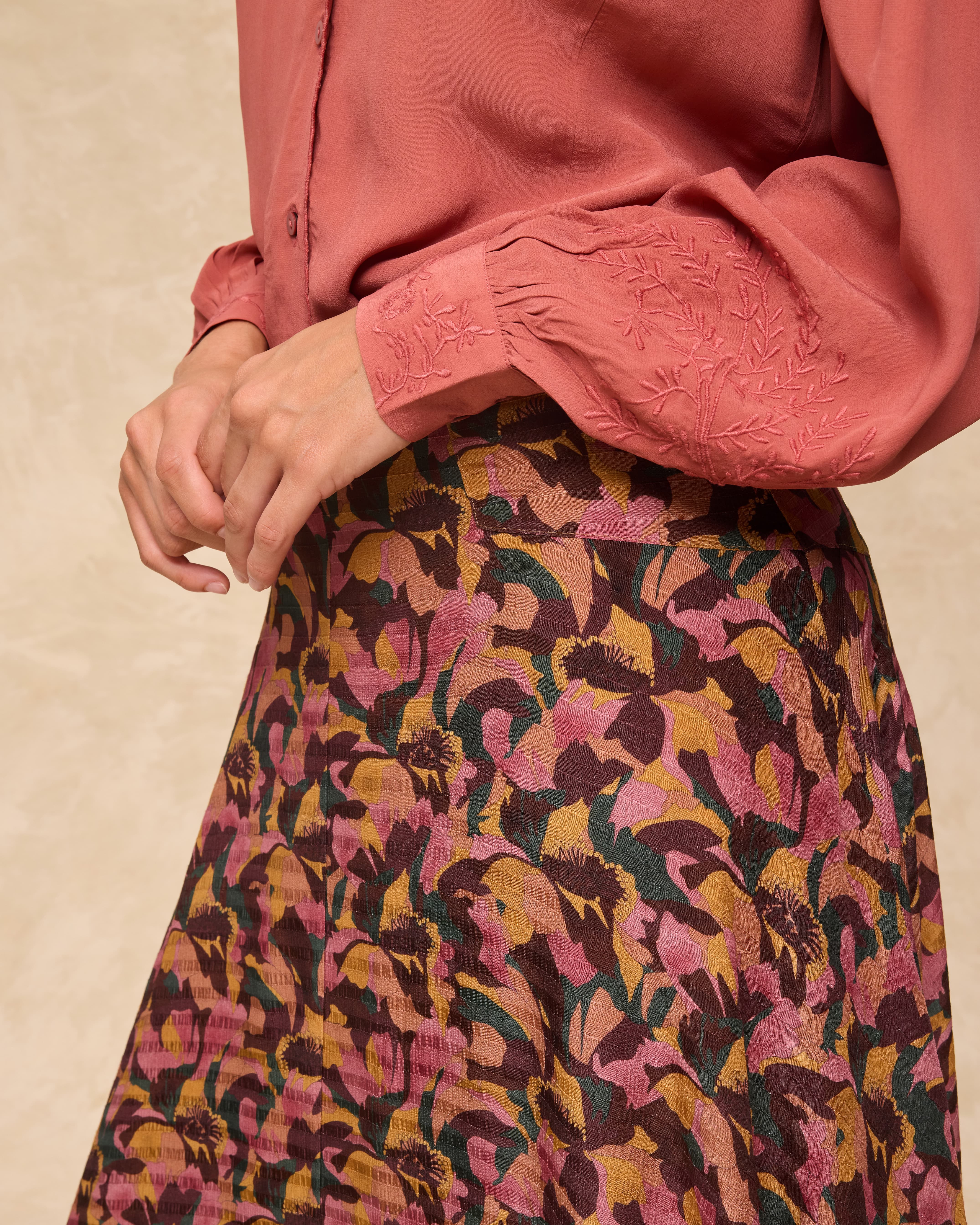 SAACHI | Multi Floral Print Midi Skirt - Image 4
