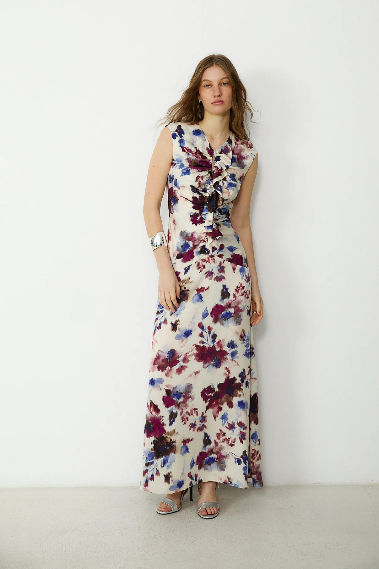 SAACHI | Purple Abstract Floral Maxi Dress - Image 3