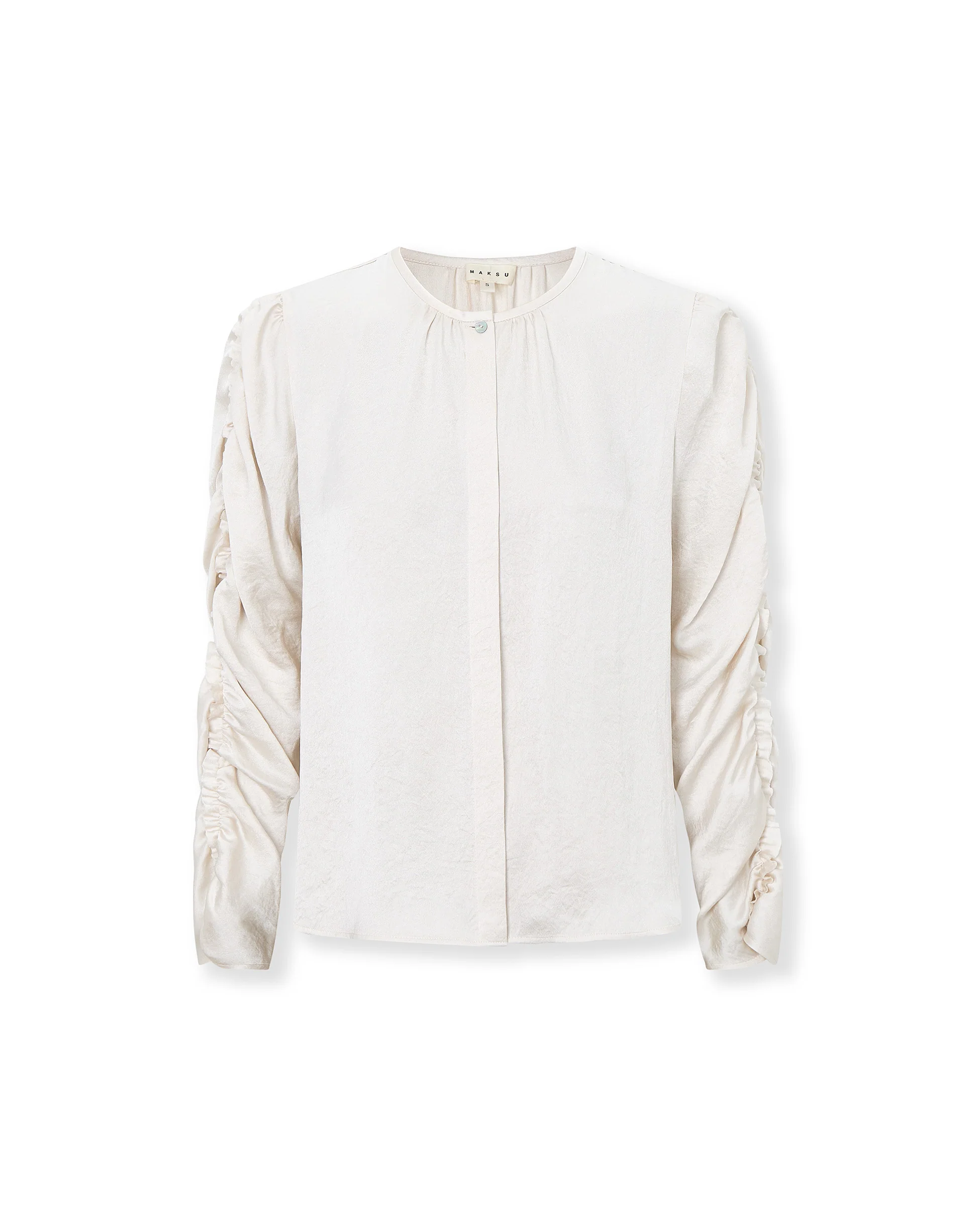 SANDRINE | Ecru Gathered-Sleeve Blouse - Image 5