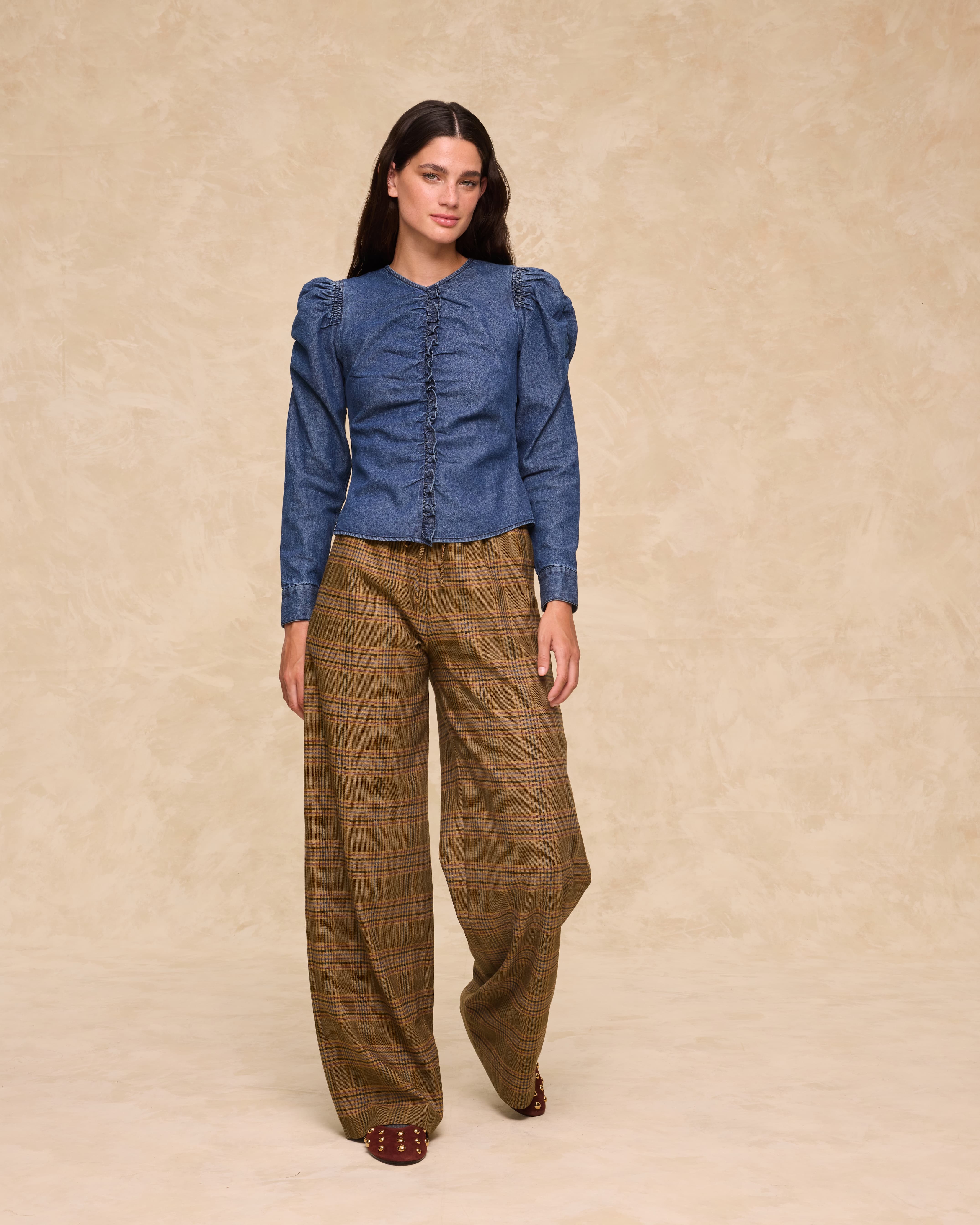SIENNA | Indigo Blue Cotton Blouse - Image 3