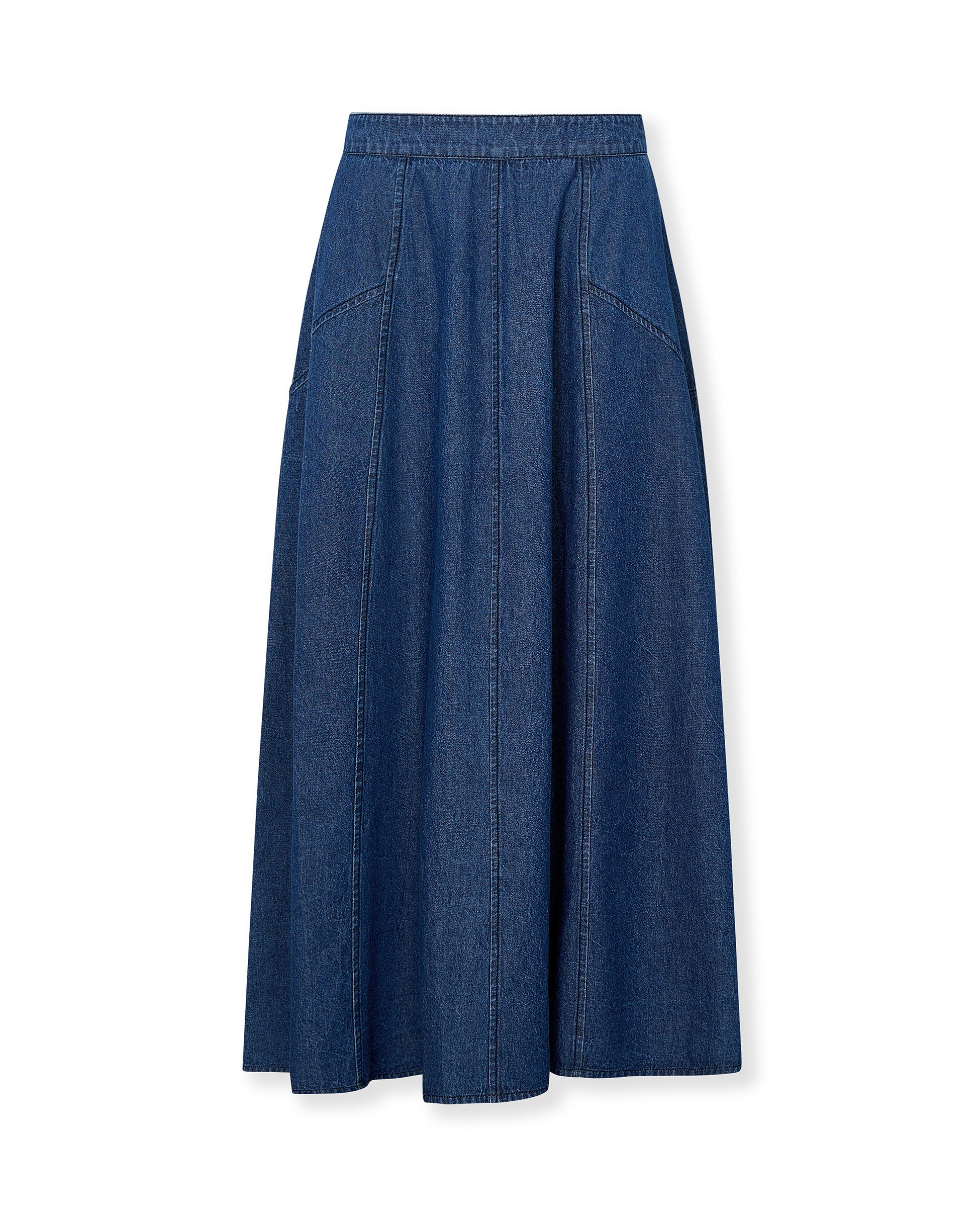 SIENNA | Indigo Blue Denim Midi Skirt - Image 5
