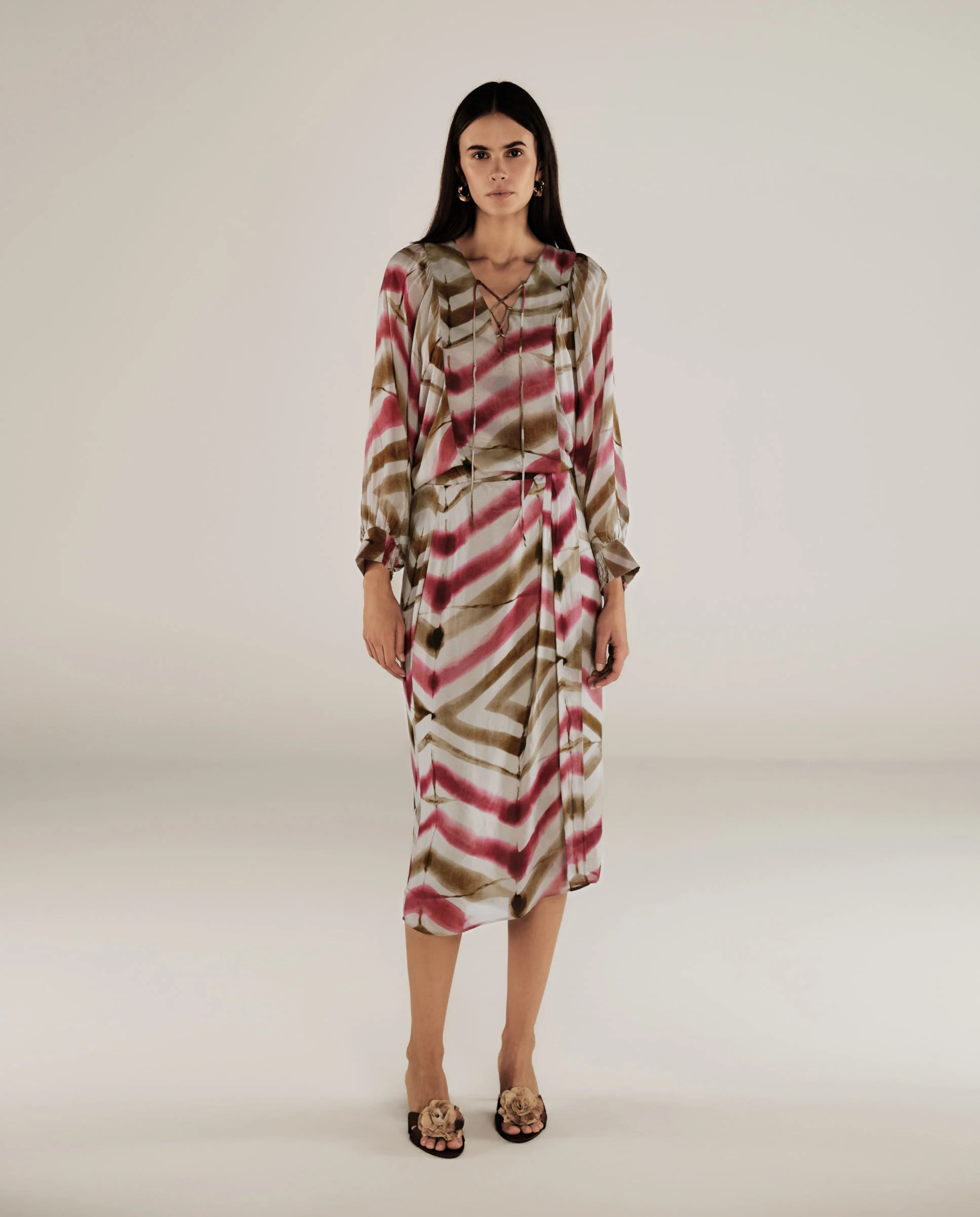 SOL | Magenta & Brown Stripe Boho Blouse - Image 4