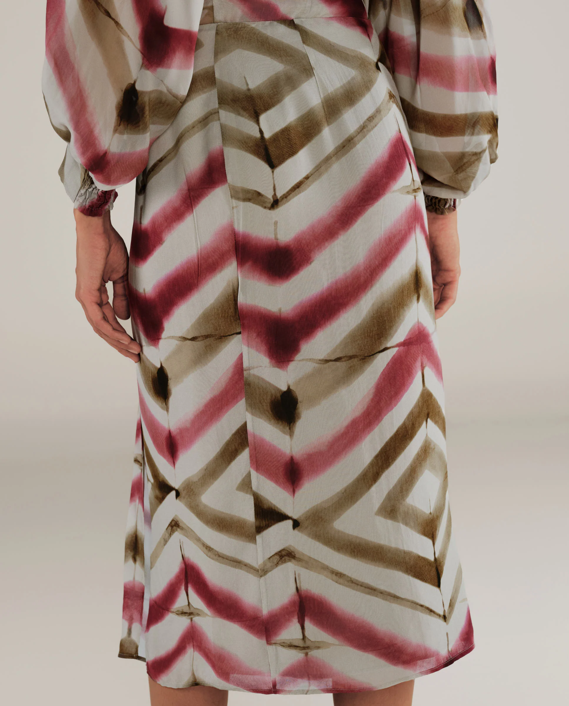 SOL | Magenta & Brown Stripe Boho Skirt - Image 4