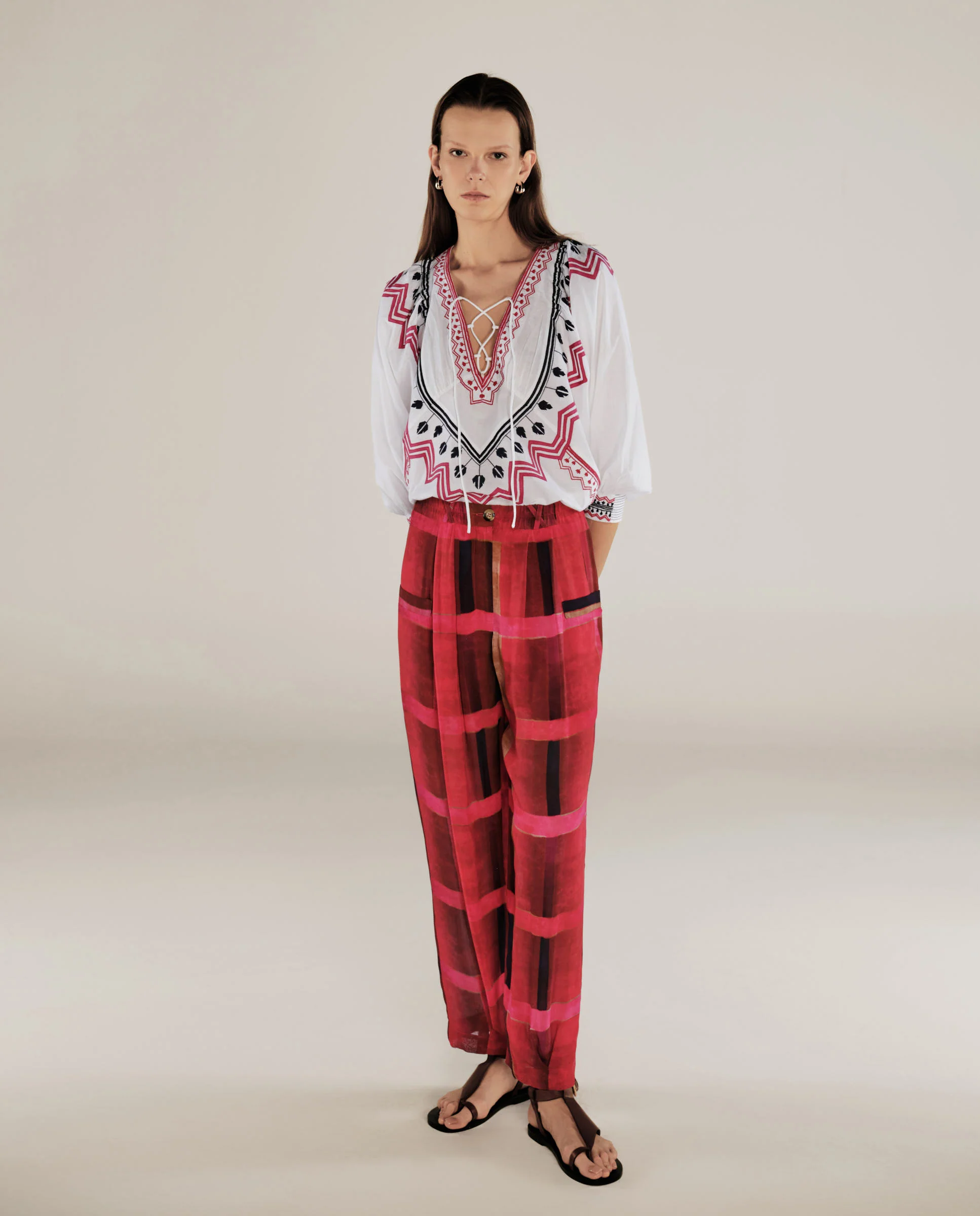 SOL | Off White Boho Embroidery Cotton Blouse - Image 5
