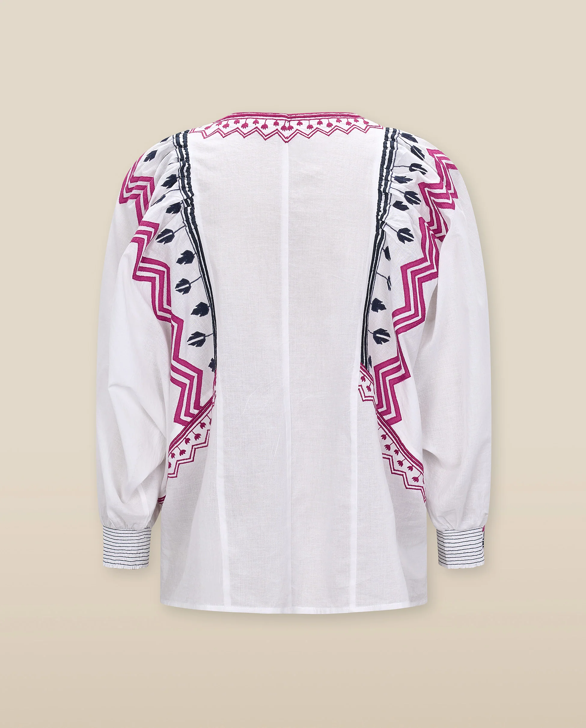 SOL | Off White Boho Embroidery Cotton Blouse - Image 7