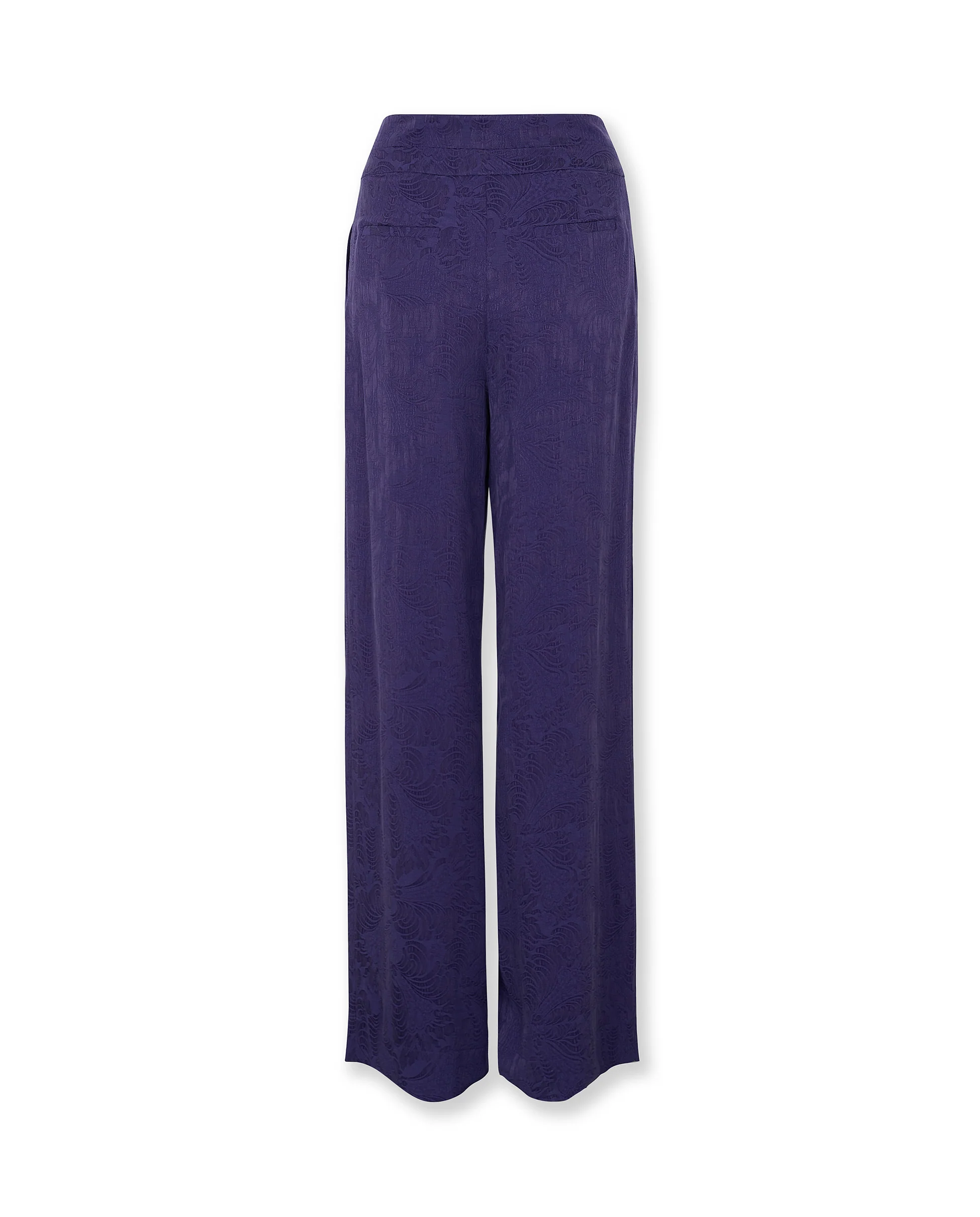 SULTANA | Dark Purple Tonal Jacquard Wide Leg Trousers - Image 8