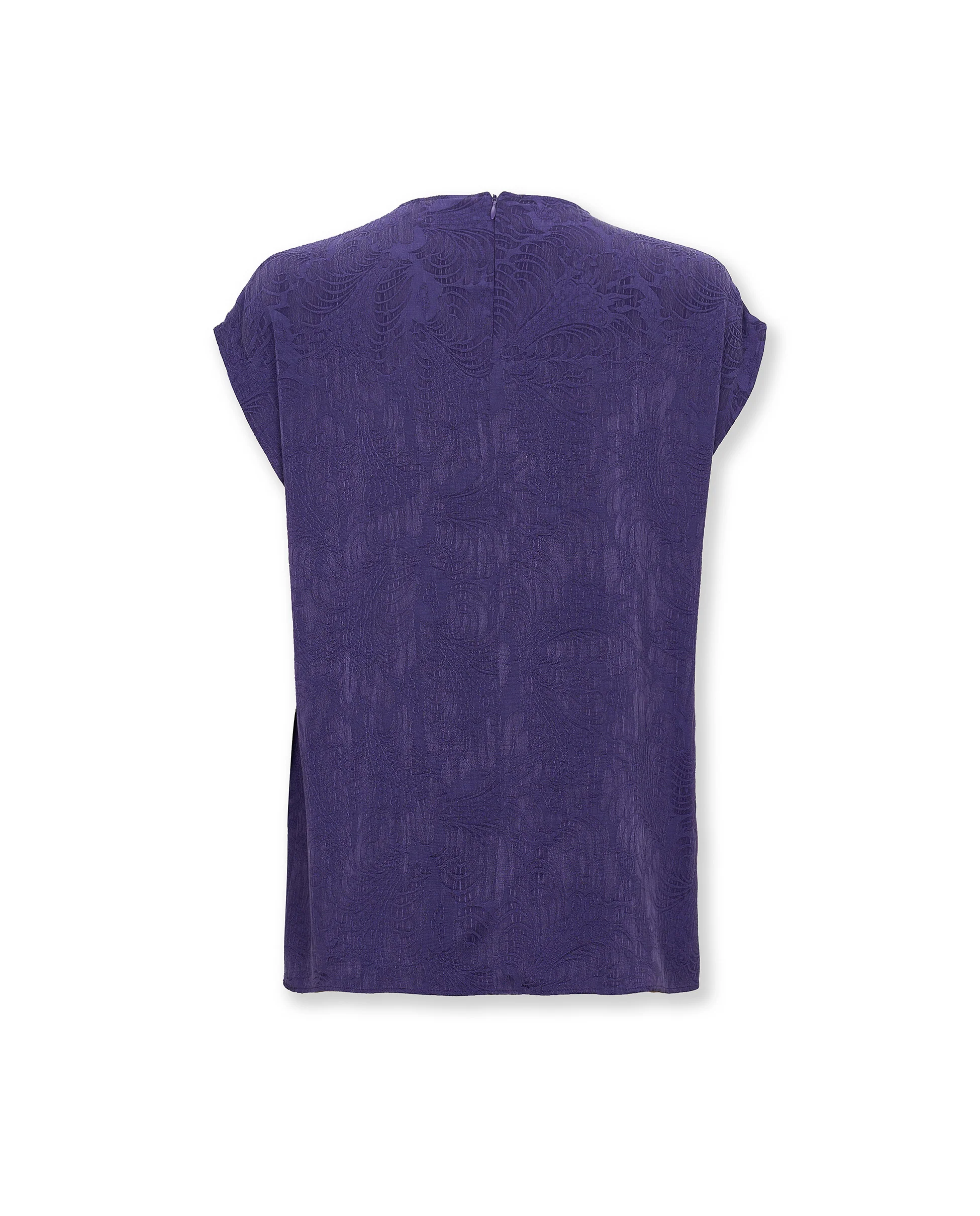SULTANA | Dark Purple Tonal Jacquard Twist Front Top - Image 8