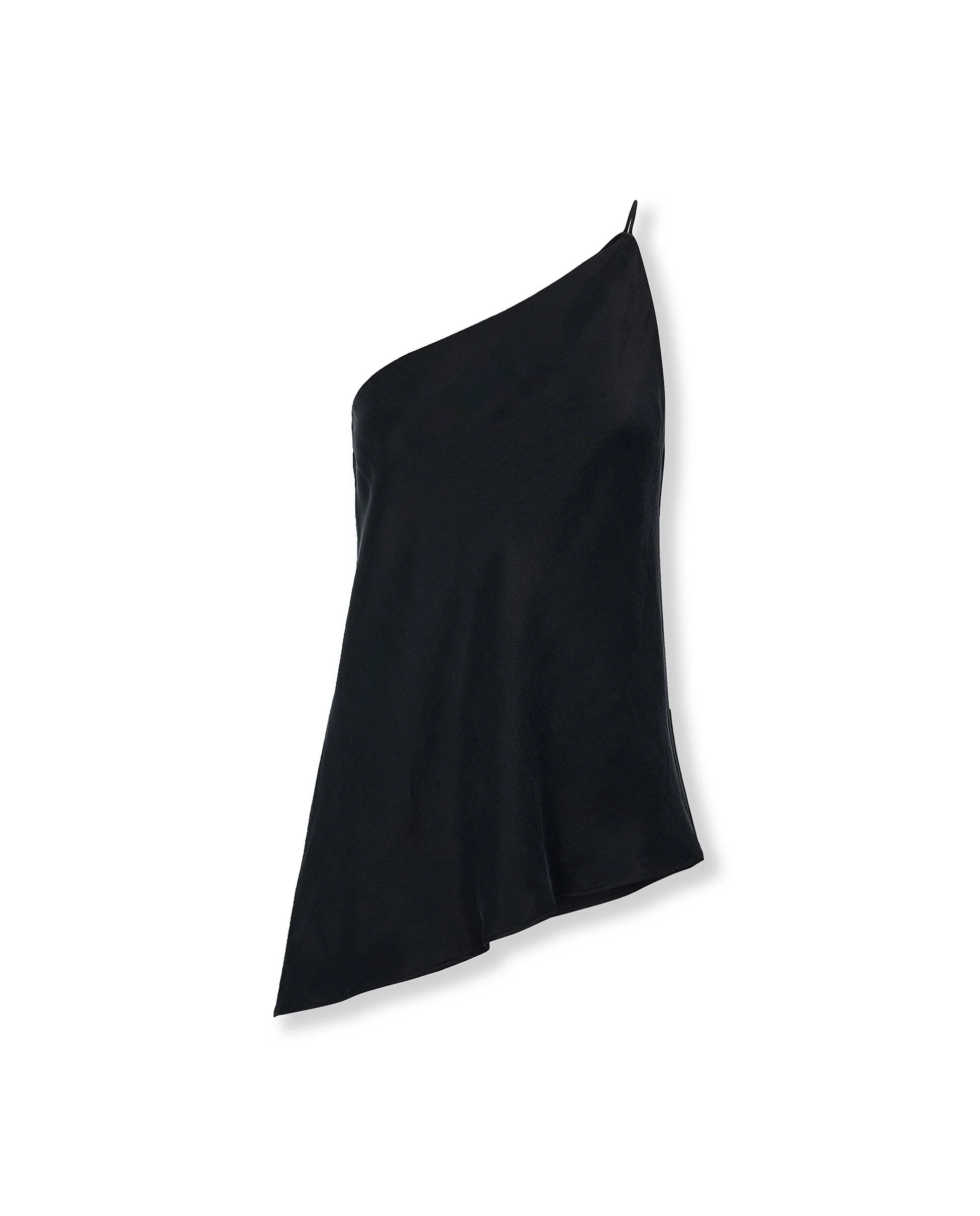 THALIA | Black Asymmetric One Shoulder Cupro Top - Image 5