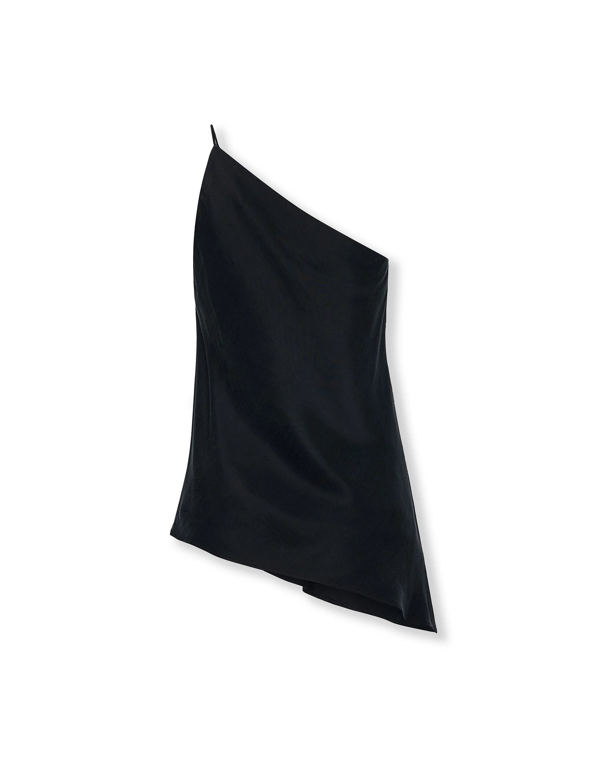 THALIA | Black Asymmetric One Shoulder Cupro Top - Image 6