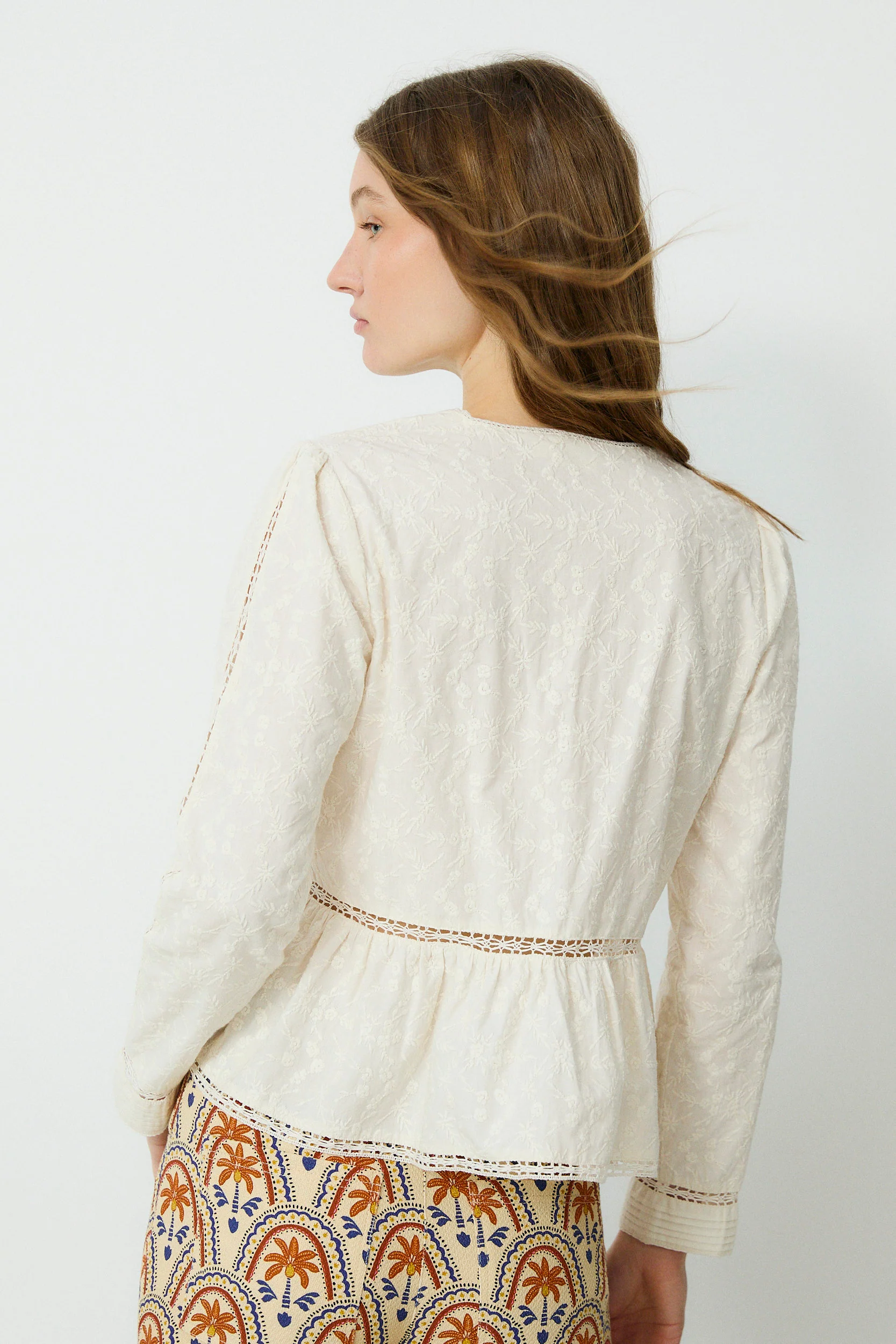 TINA | Ecru Embroidered Cotton Blouse - Image 4