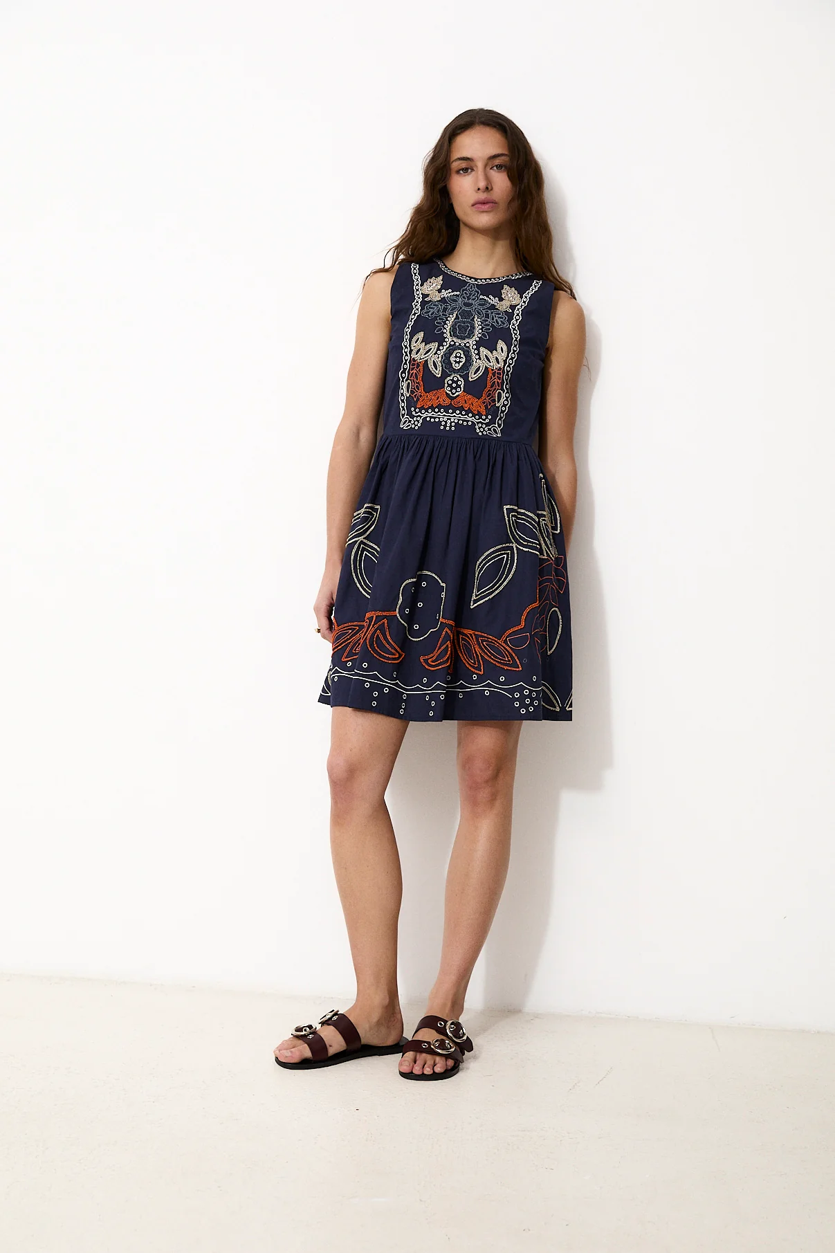 TIRSA | Navy 100% Cotton Short Dress - Image 2