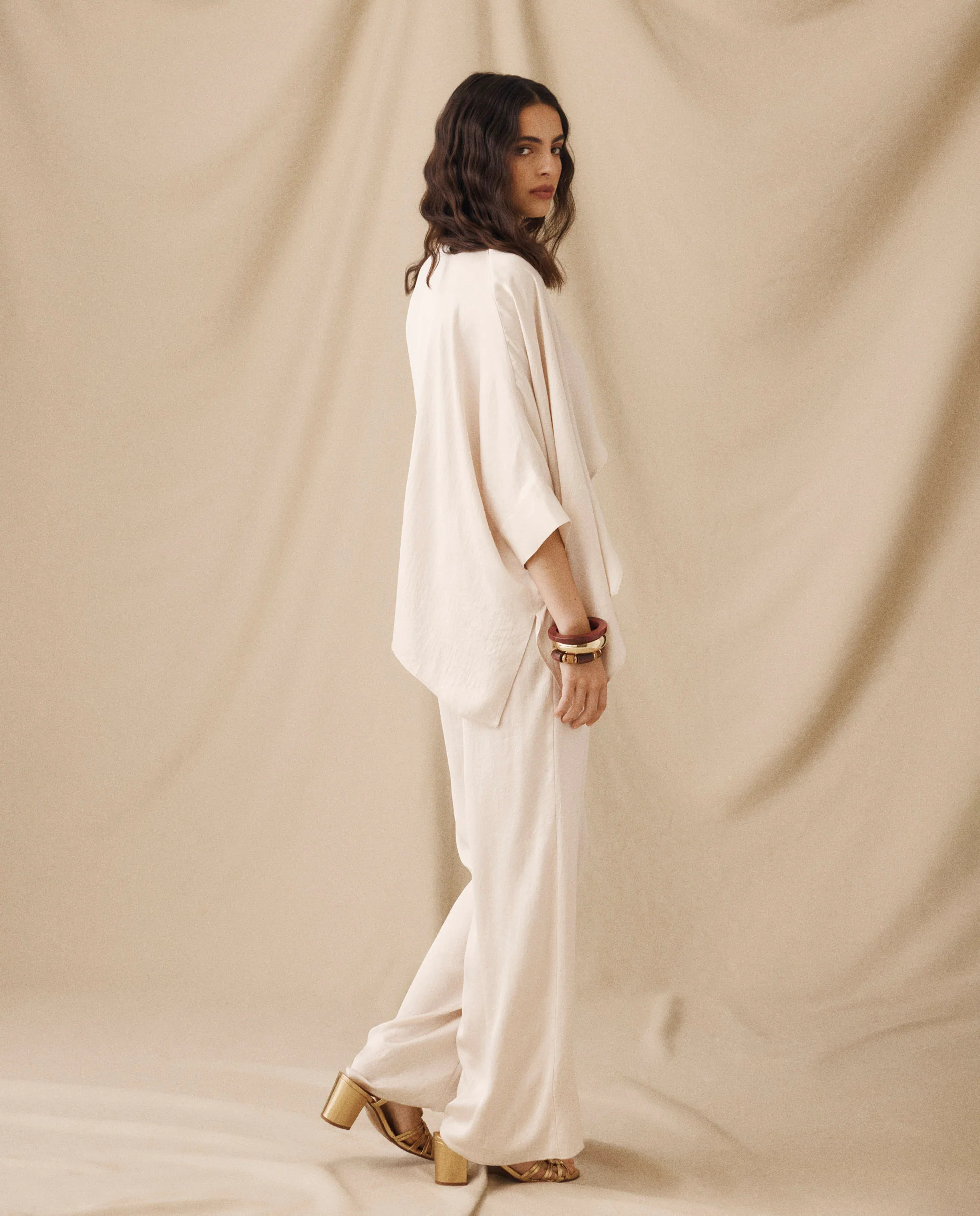 TIRSO | Light Cream Draped Blouse - Image 5