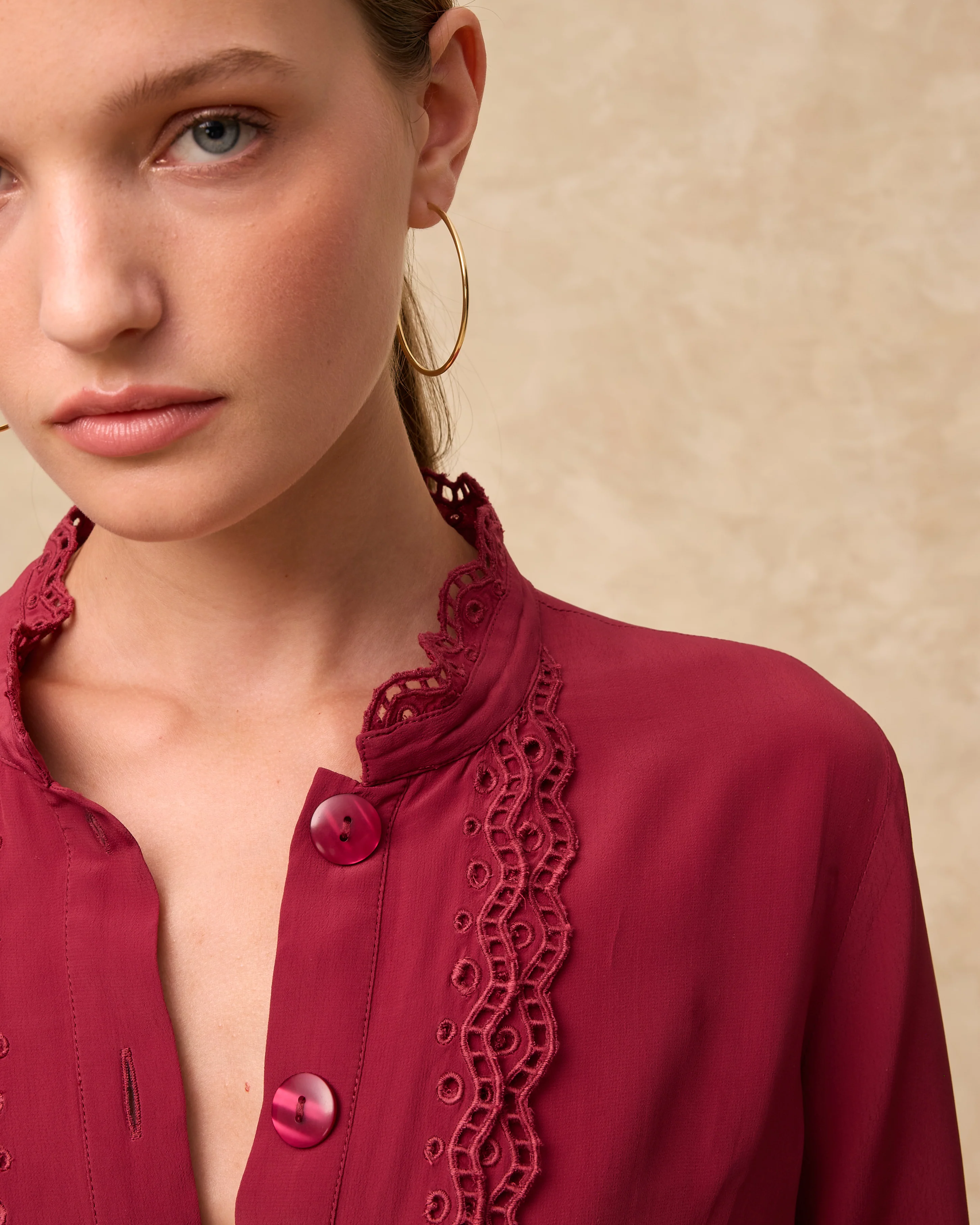 TORDINI | Red Embroidered Blouse - Image 2