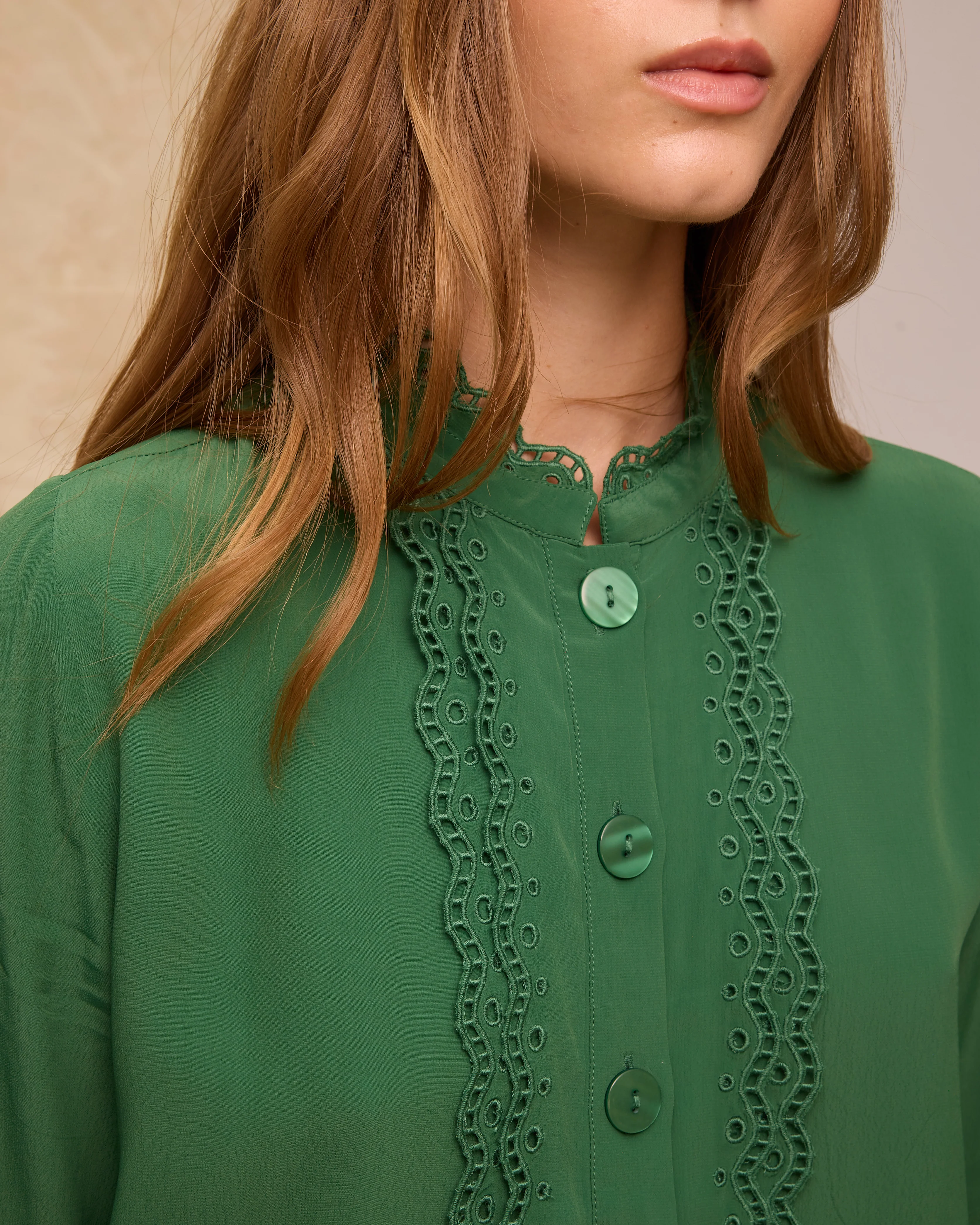 TORDINI | Green Embroidered Blouse - Image 3