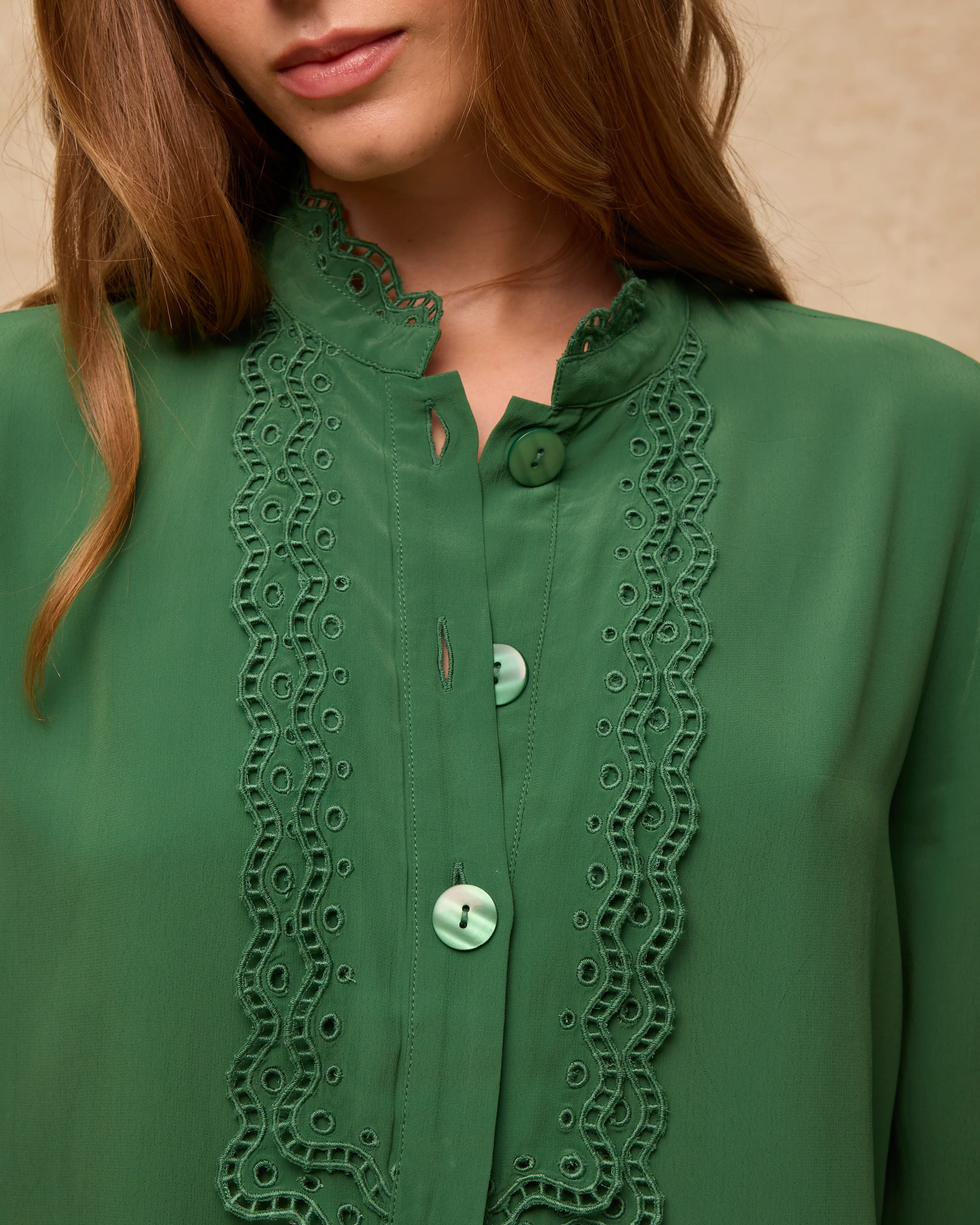 TORDINI | Green Embroidered Blouse - Image 5