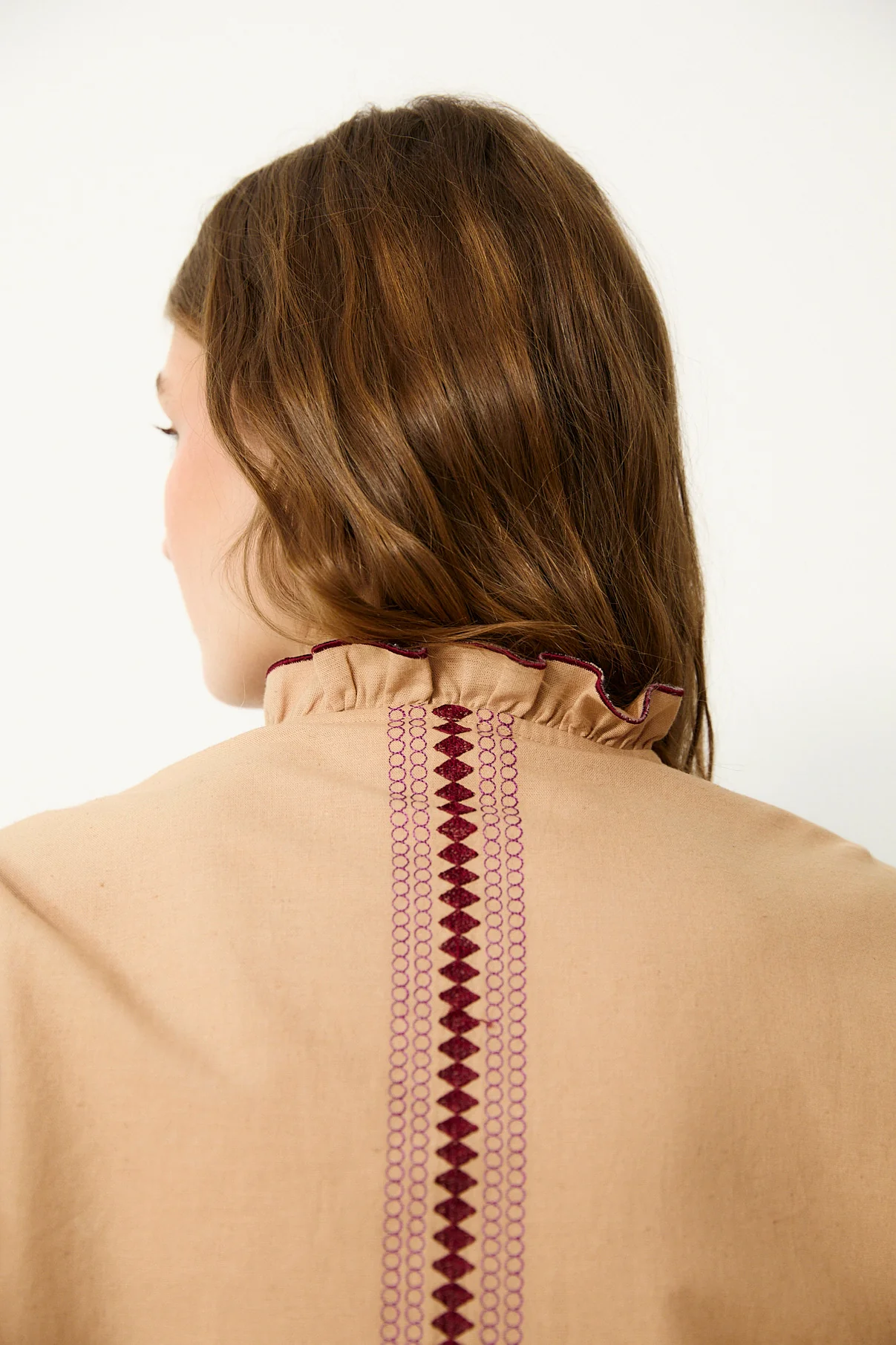 VAULT | Camel Embroidered Cotton Linen Blouse - Image 5