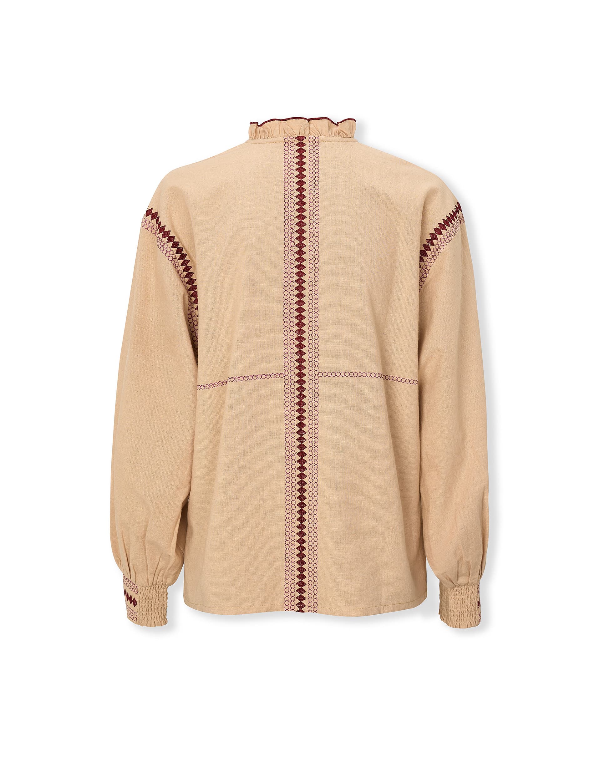 VAULT | Camel Embroidered Cotton Linen Blouse - Image 8