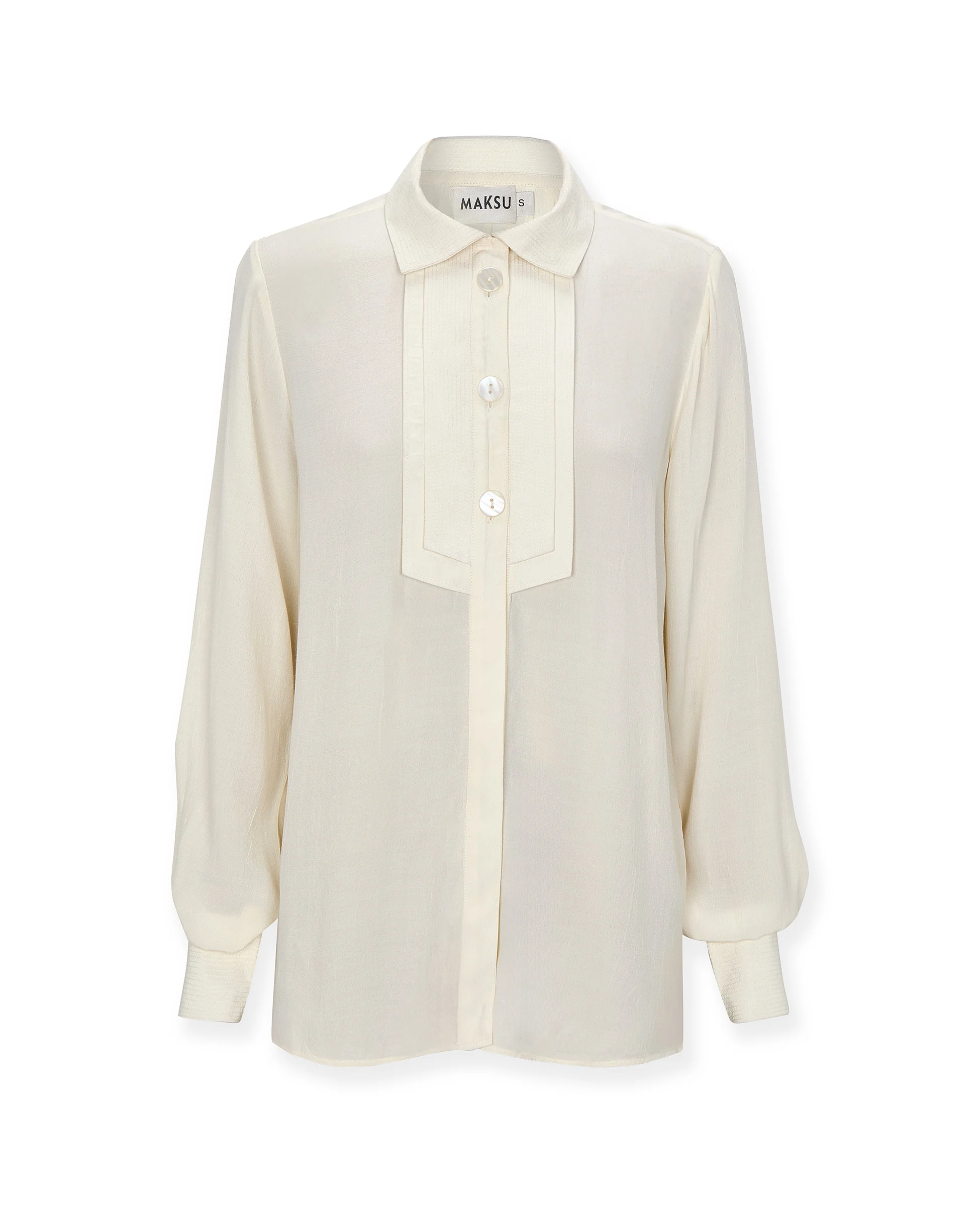 VITTORIA | Ecru Tonal Pleated Blouse - Image 5