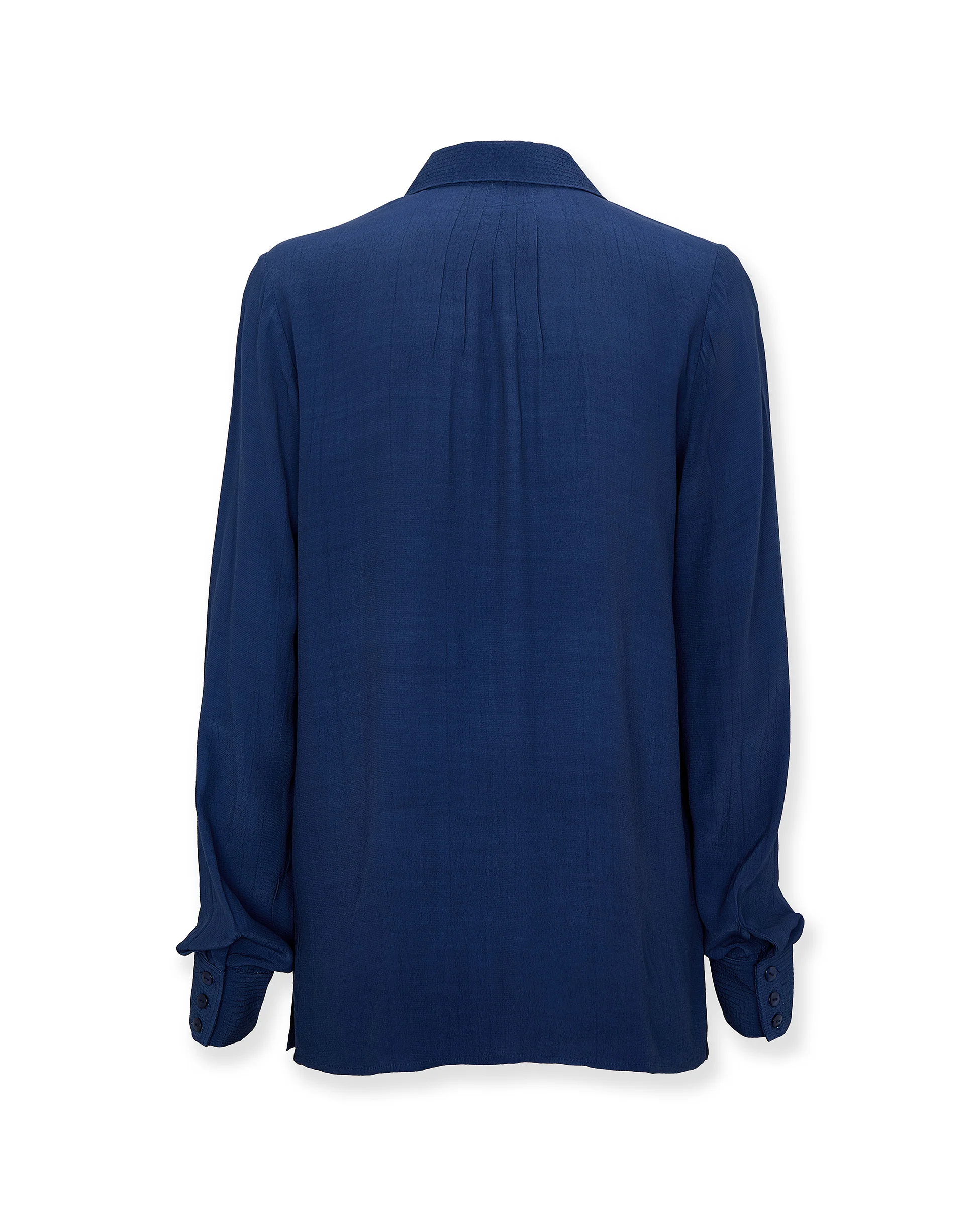 VITTORIA | Navy Tonal Pleated Blouse - Image 7