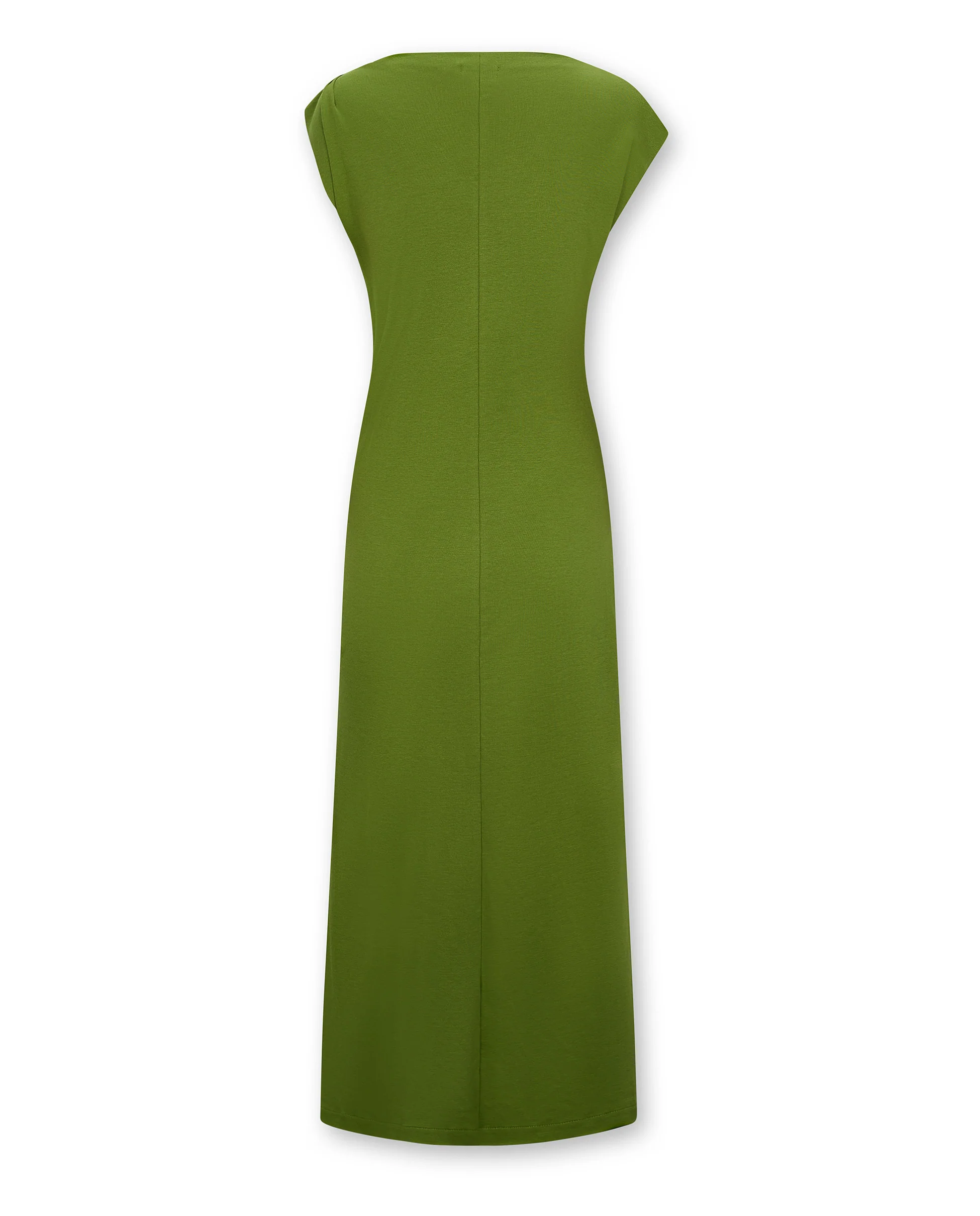 ALLIE | Green Ruched Fitted Cotton Midi Dress - Image 6