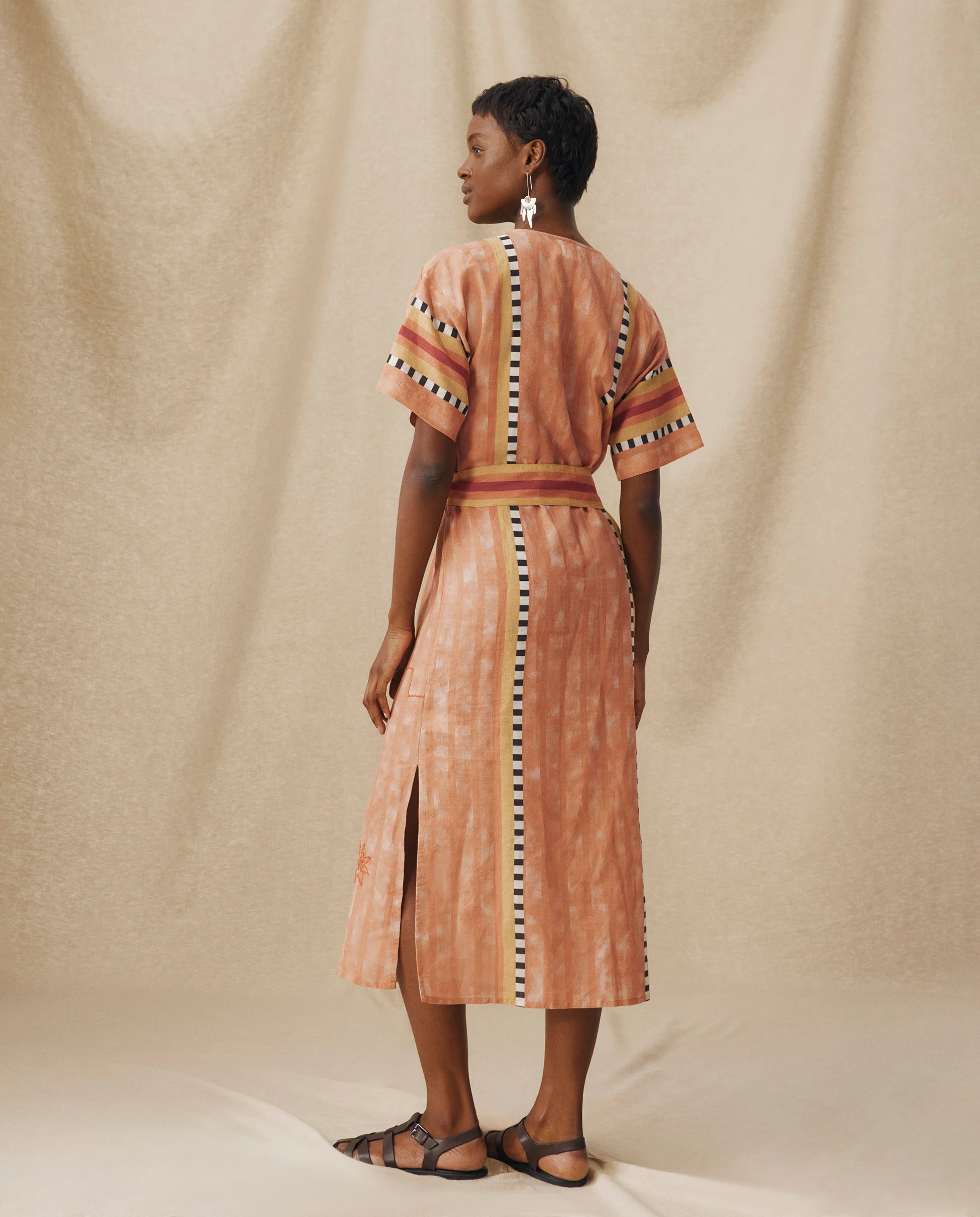 ANAKA | Terracotta Embroidered Tunic with Belted Waist - Image 5