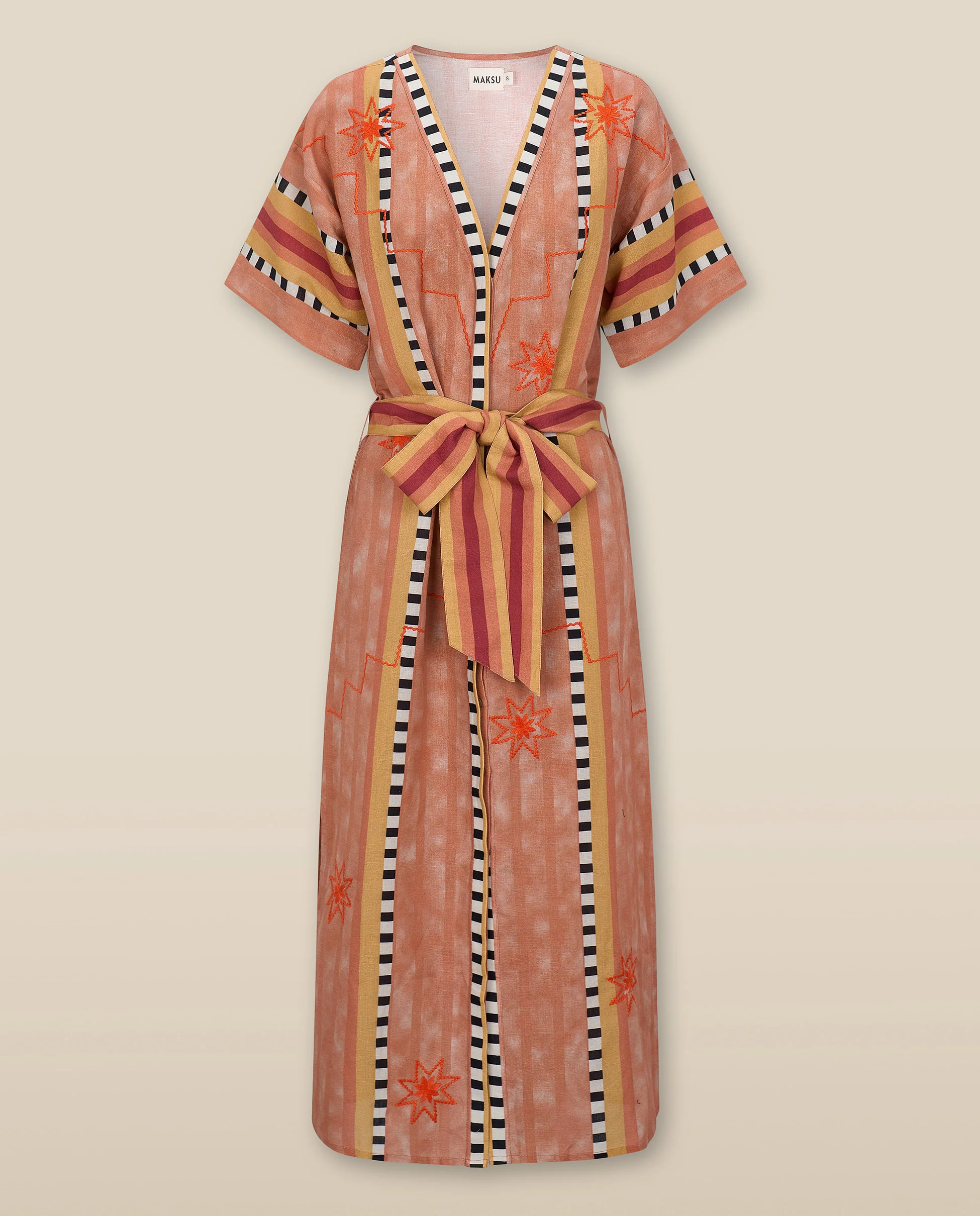 ANAKA | Terracotta Embroidered Tunic with Belted Waist - Image 6