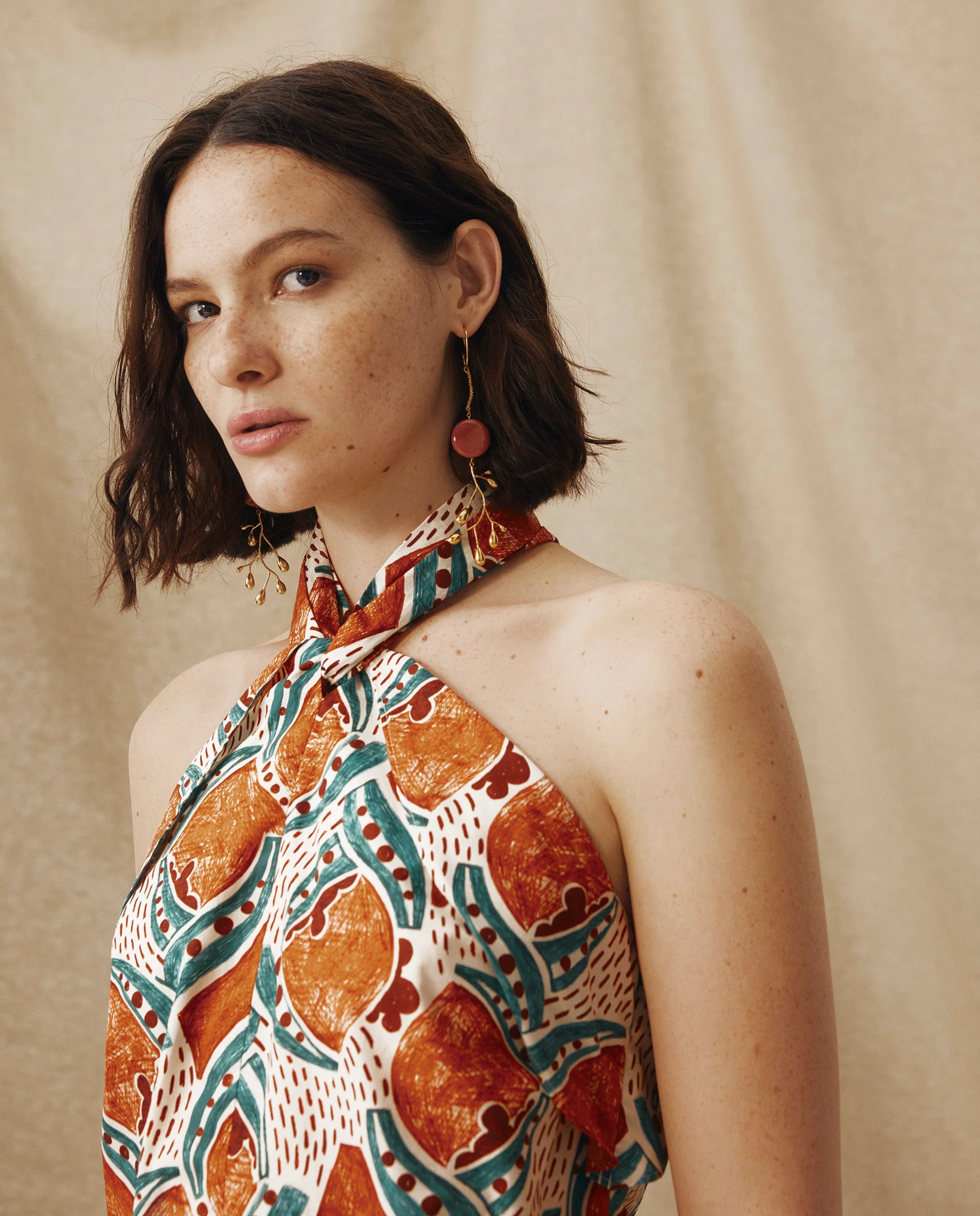 AYLA | Terracotta & Teal Printed Cotton Top - Image 2