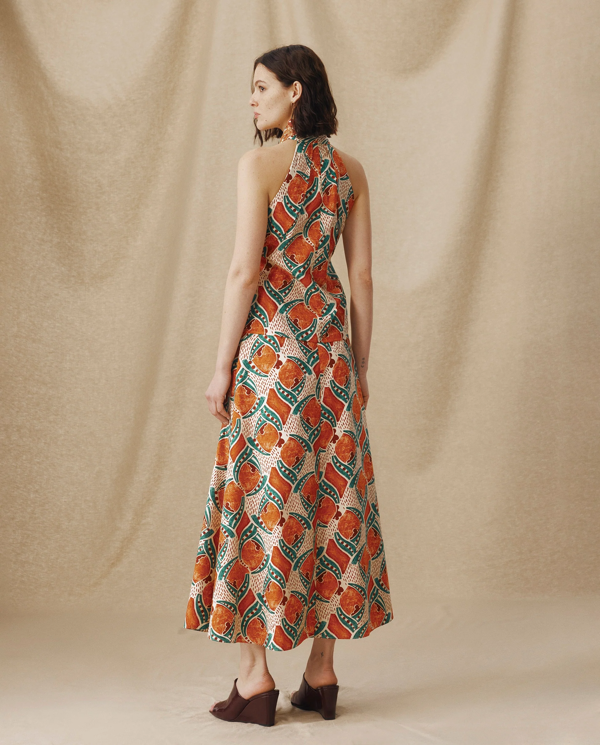 AYLA | Terracotta & Teal Printed Cotton Top - Image 3