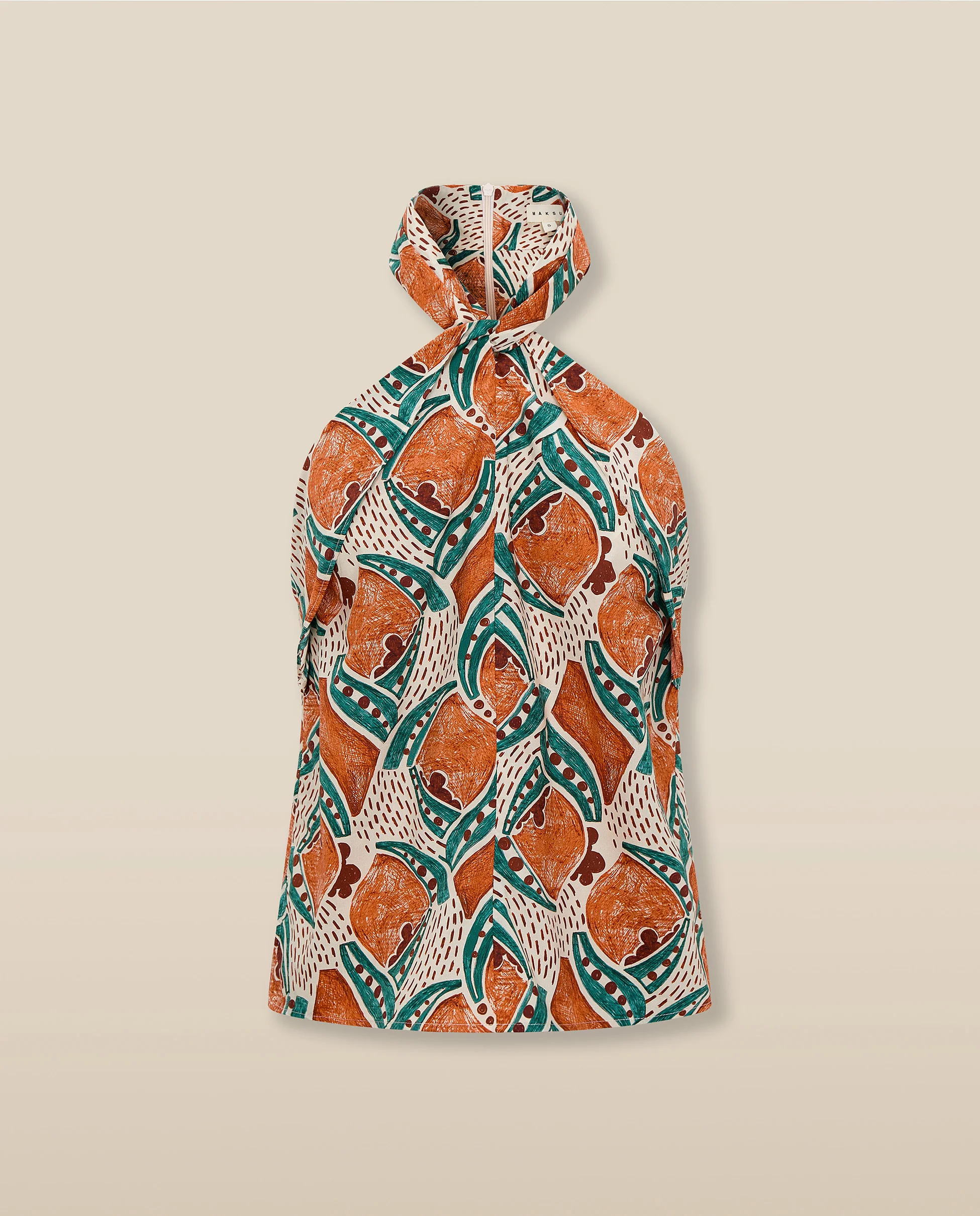AYLA | Terracotta & Teal Printed Cotton Top - Image 4