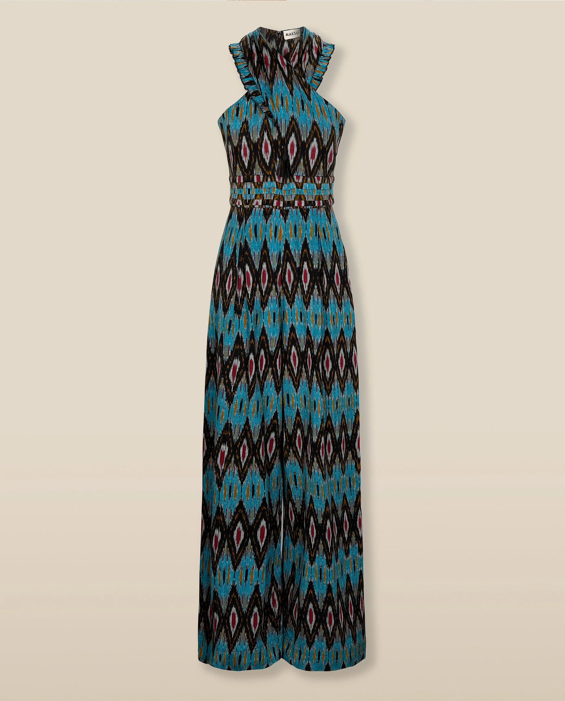 BERNAT | Turquoise Multi Ikat Cotton Jumpsuit - Image 8