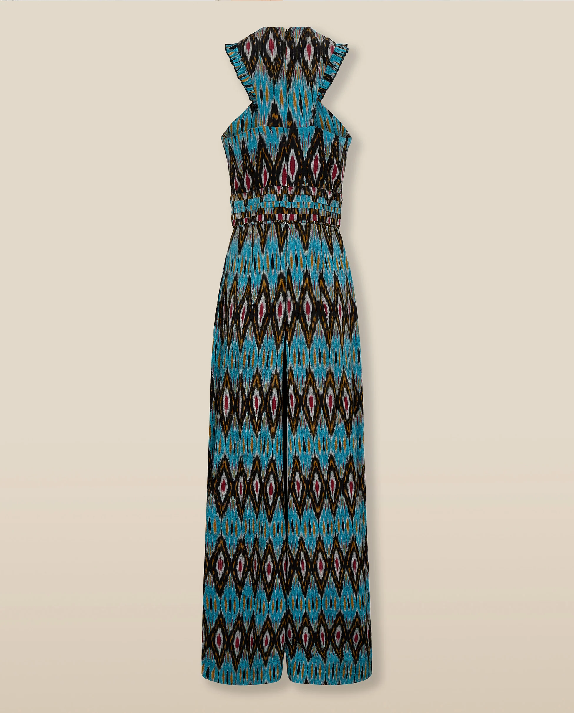 BERNAT | Turquoise Multi Ikat Cotton Jumpsuit - Image 9