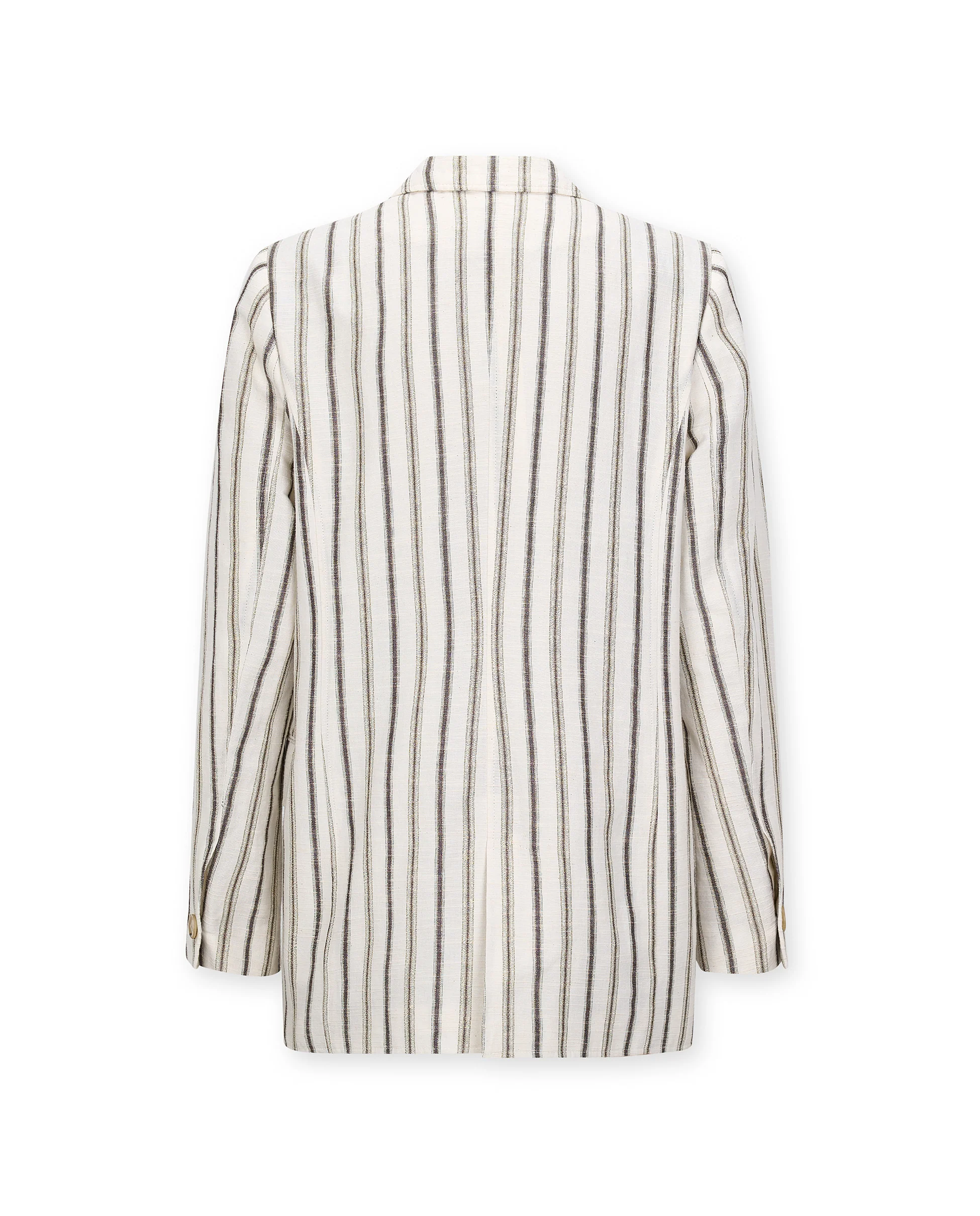 BROOKE | Ecru Subtle Stripe Structured Cotton Linen Blazer - Image 8