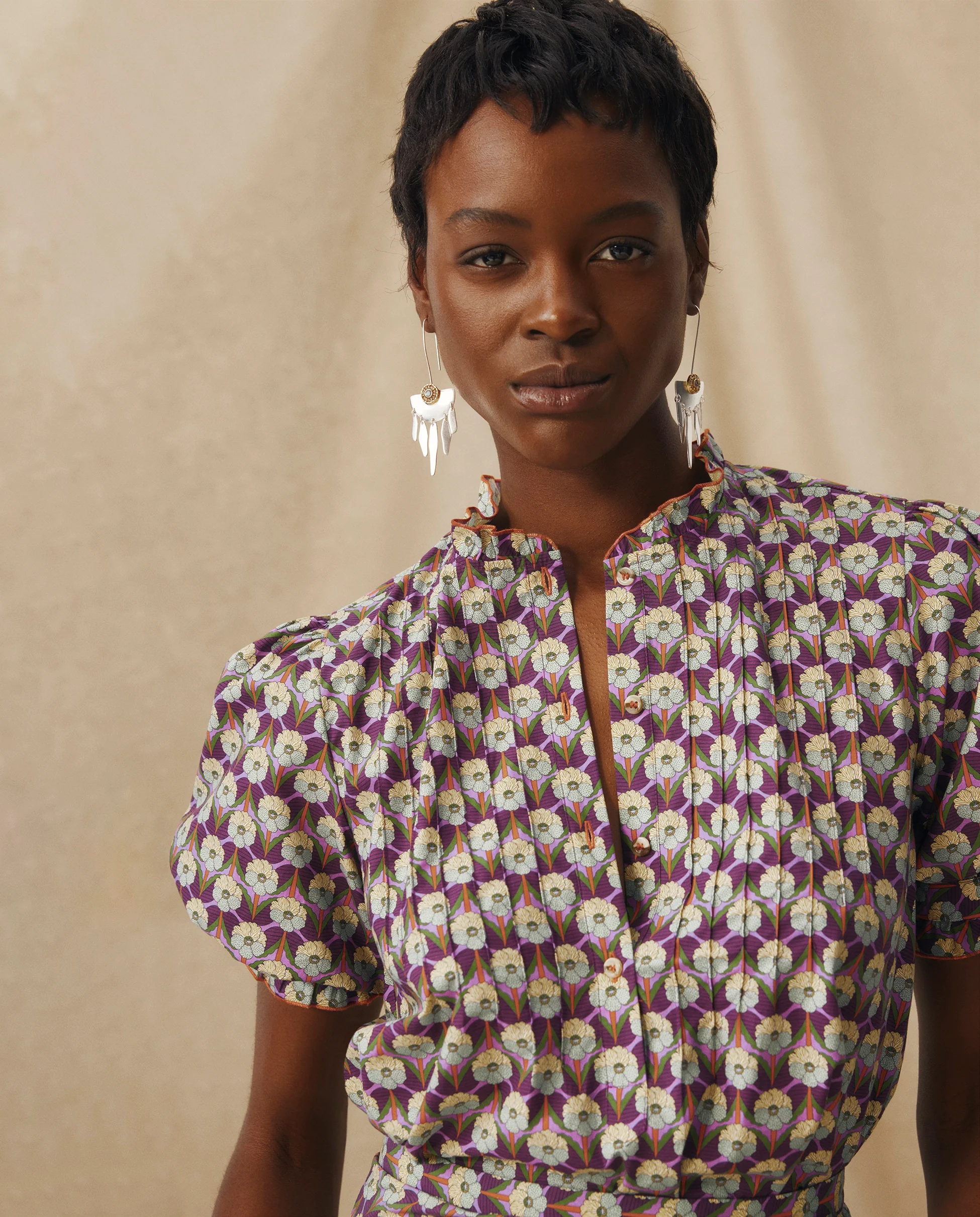 CATALINA | Purple Multi Liberty Floral Print Cotton Blouse - Image 2
