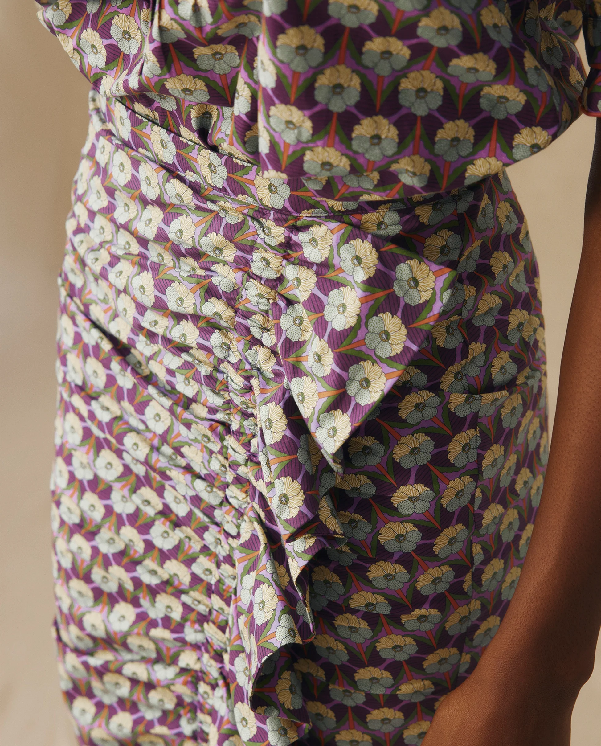 CATALINA | Purple Multi Liberty Floral Print Cotton Midi Skirt - Image 3
