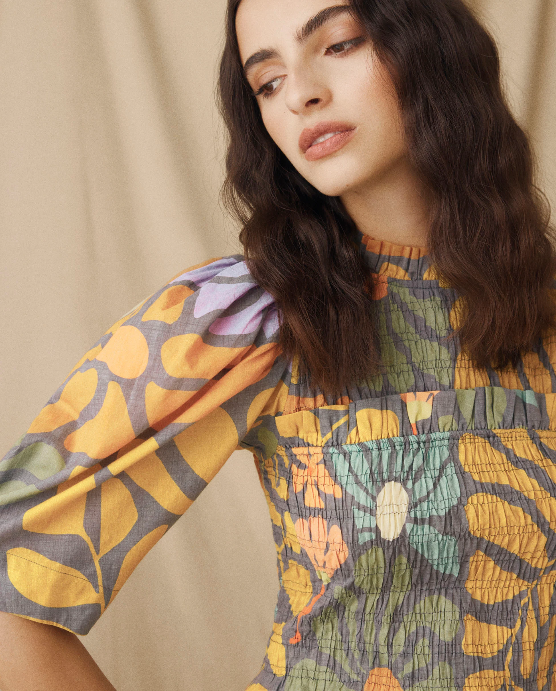 CHARITA | Multicolour Botanical Print Cotton Blouse - Image 2