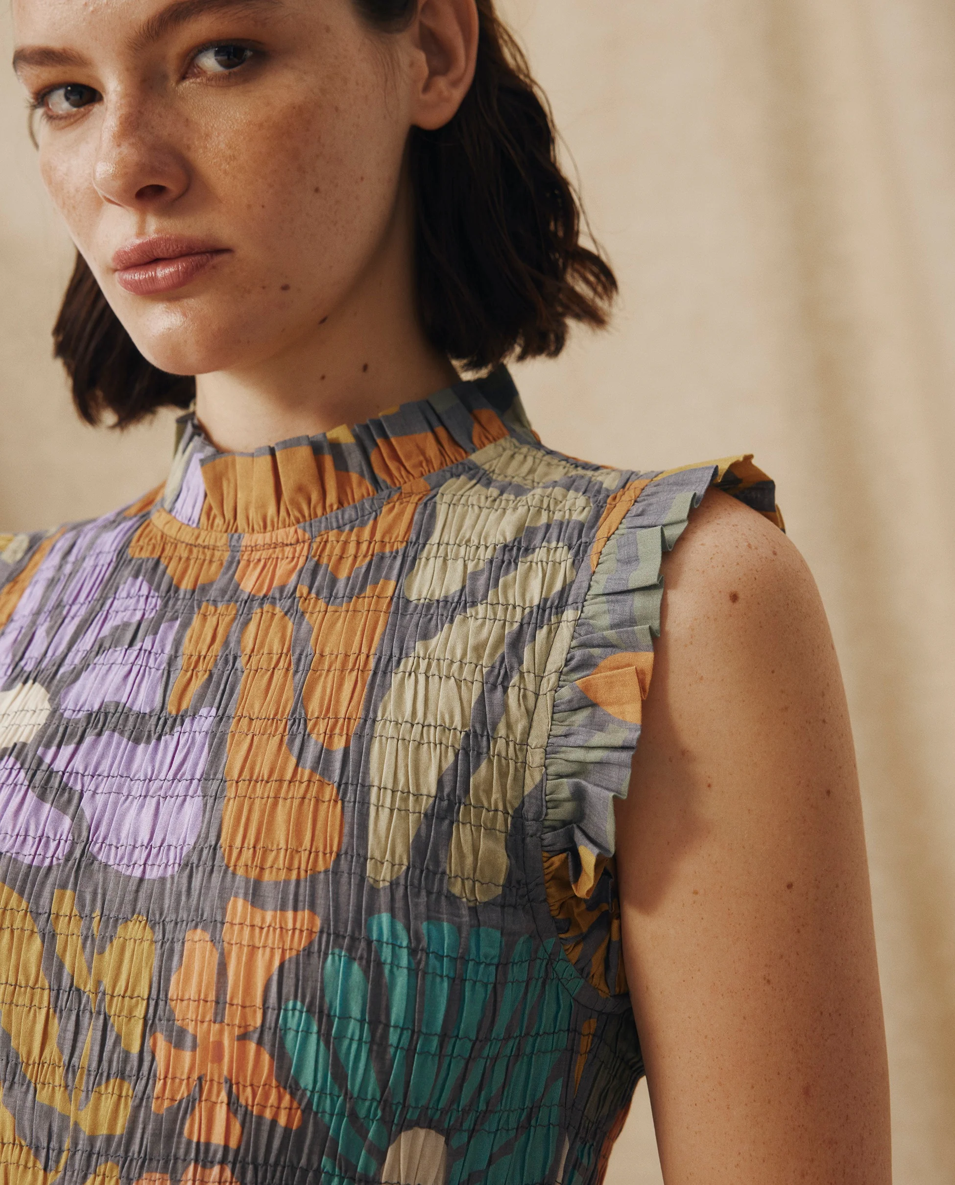 CHARITA | Multicolour Botanical Print Cotton Midi Dress - Image 2