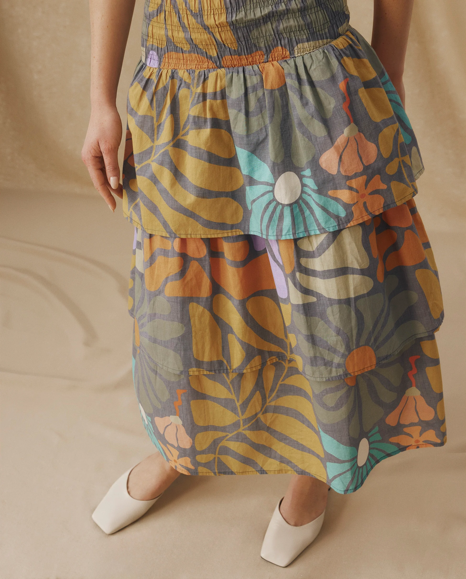 CHARITA | Multicolour Botanical Print Cotton Midi Dress - Image 3