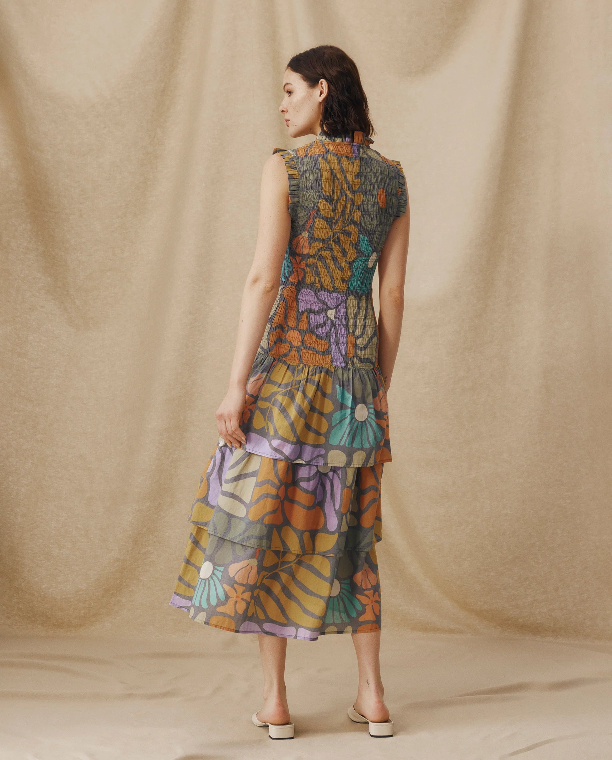 CHARITA | Multicolour Botanical Print Cotton Midi Dress - Image 5