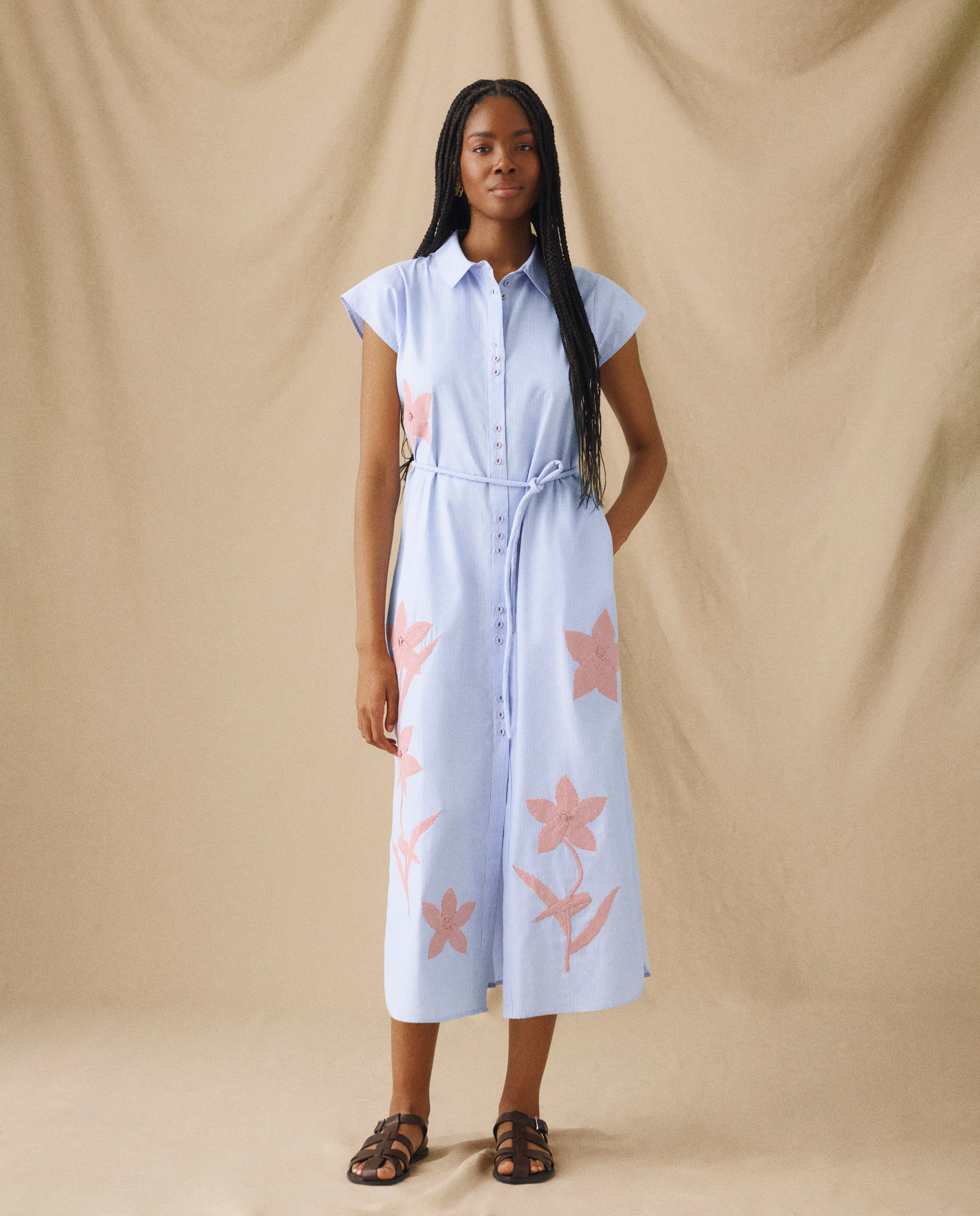 CHARU | Floral Print Midi Shirt Dress - Image 2