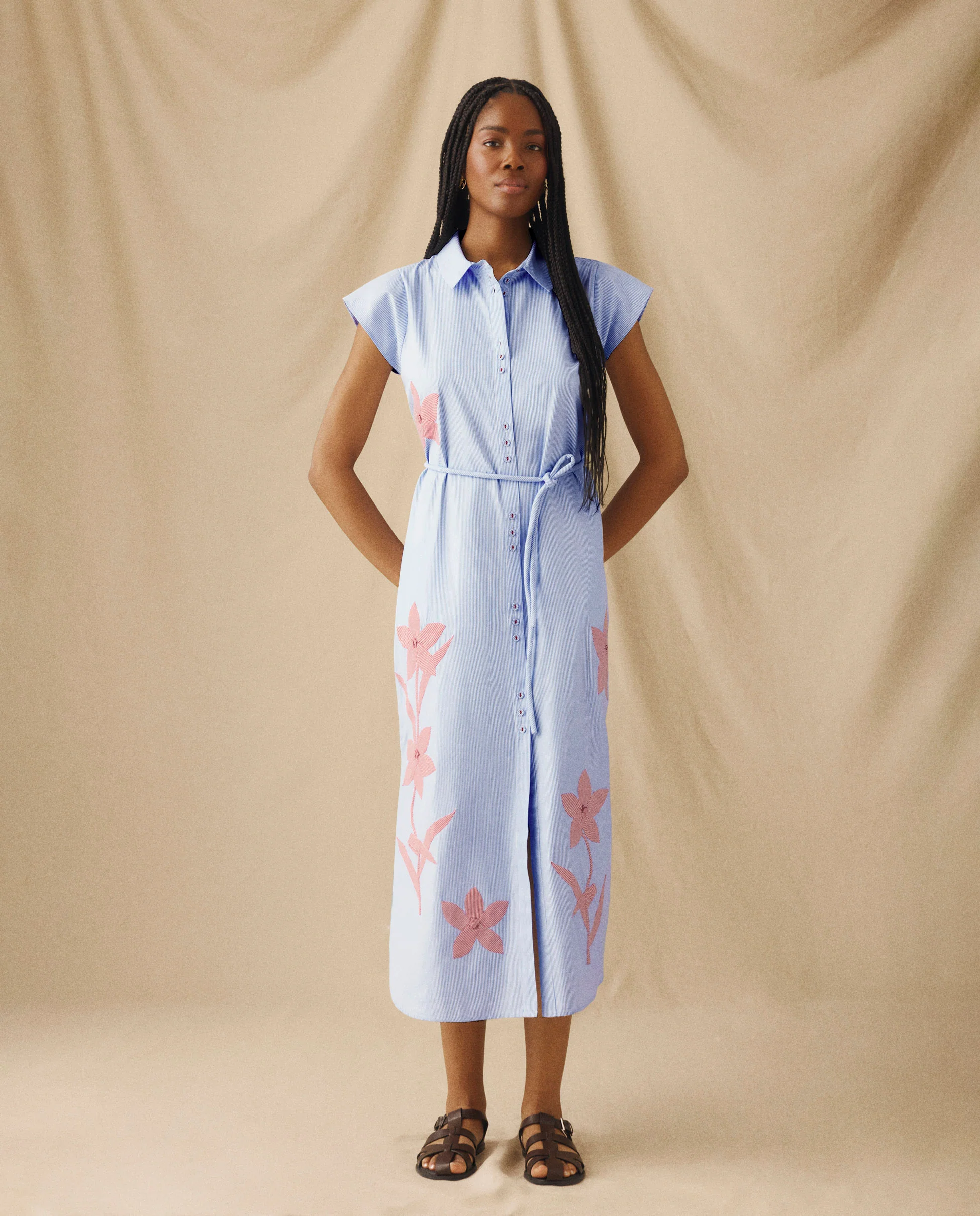 CHARU | Floral Print Midi Shirt Dress - Image 3