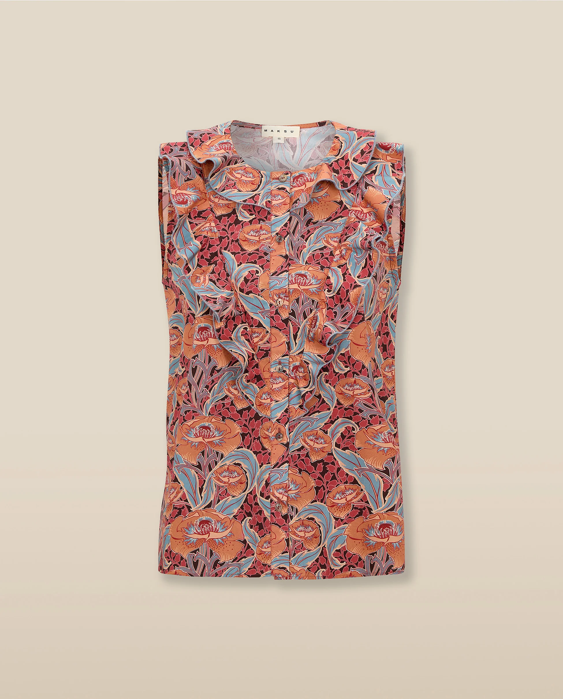 IRAMA | Terracotta Multi Liberty Floral Cotton Blouse - Image 4